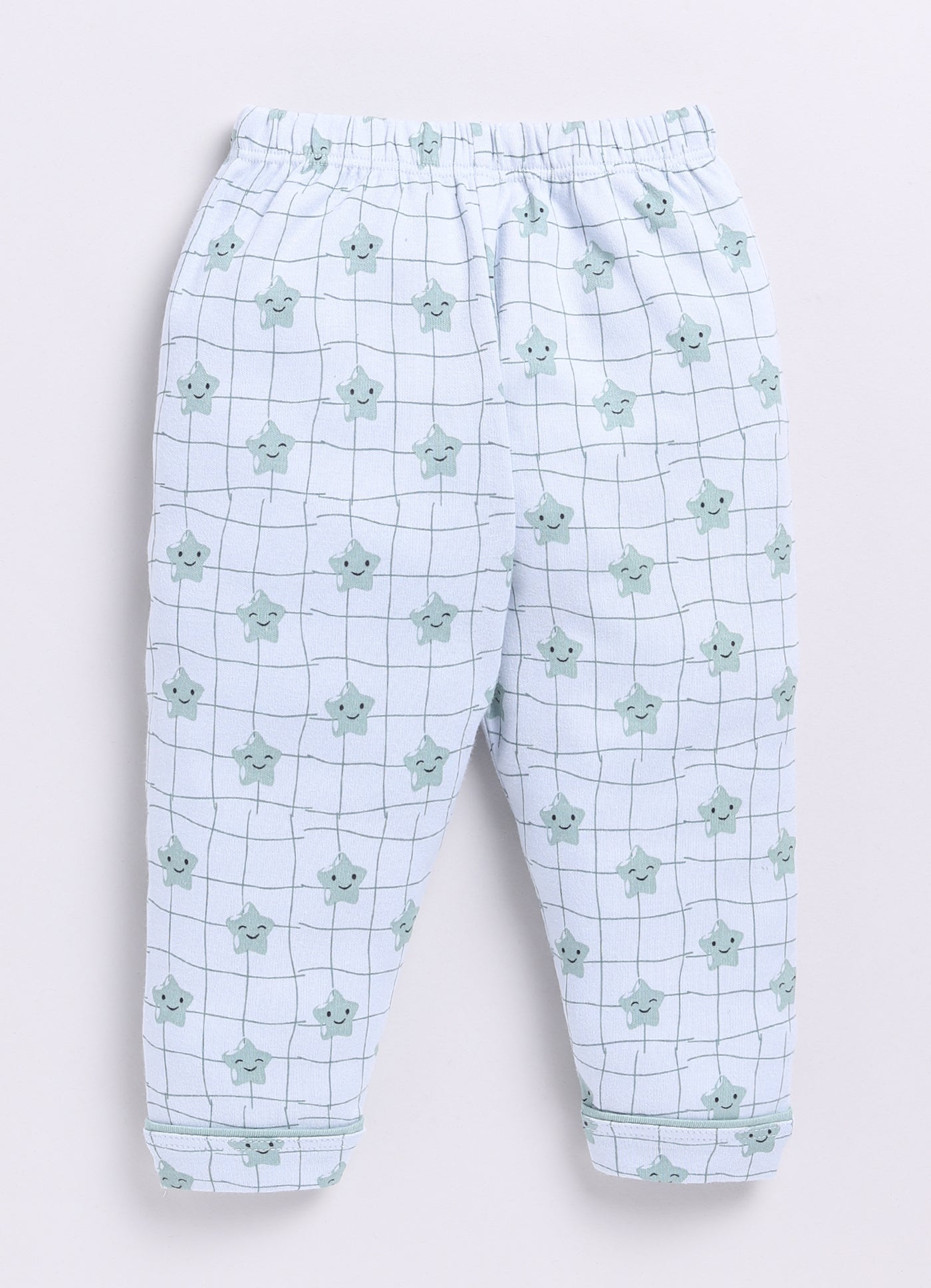 Cute Star Fish Printed Baby Boy Full Sleeve Night Suit-WHITE