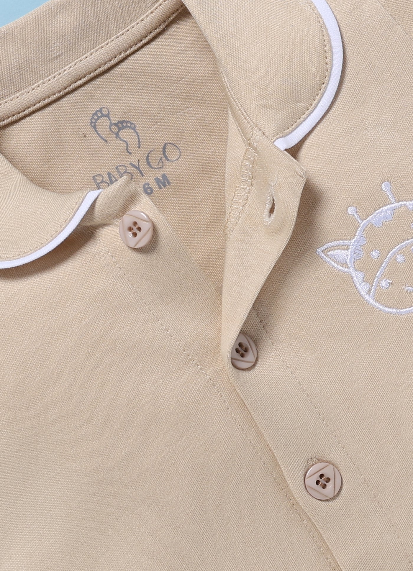 Half-Sleeve Romper for Boys – Light Brown Little Dude