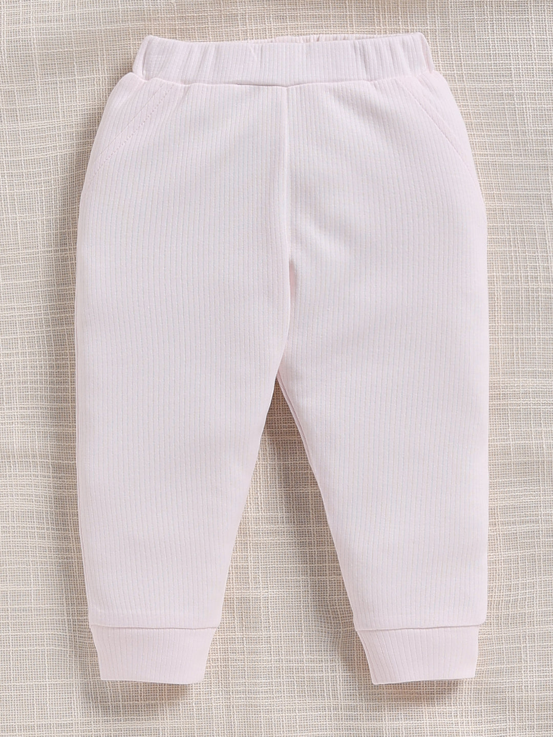 Top & Bottom for Girls - Pink Embroidered Ribbed Top & Trousers Set