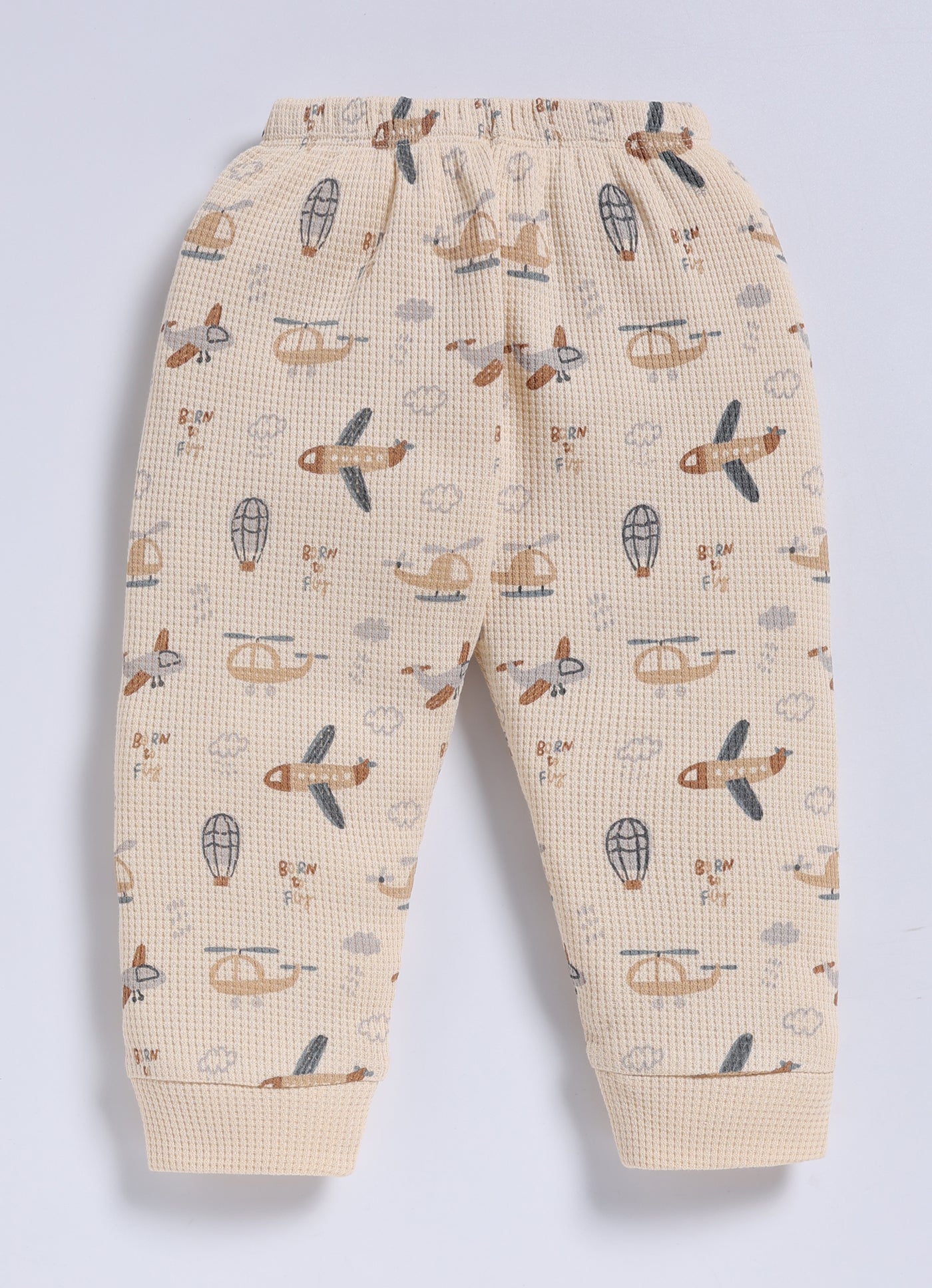 Full-Sleeve Top & Bottom For Boys - Peach Airplane & Ballon