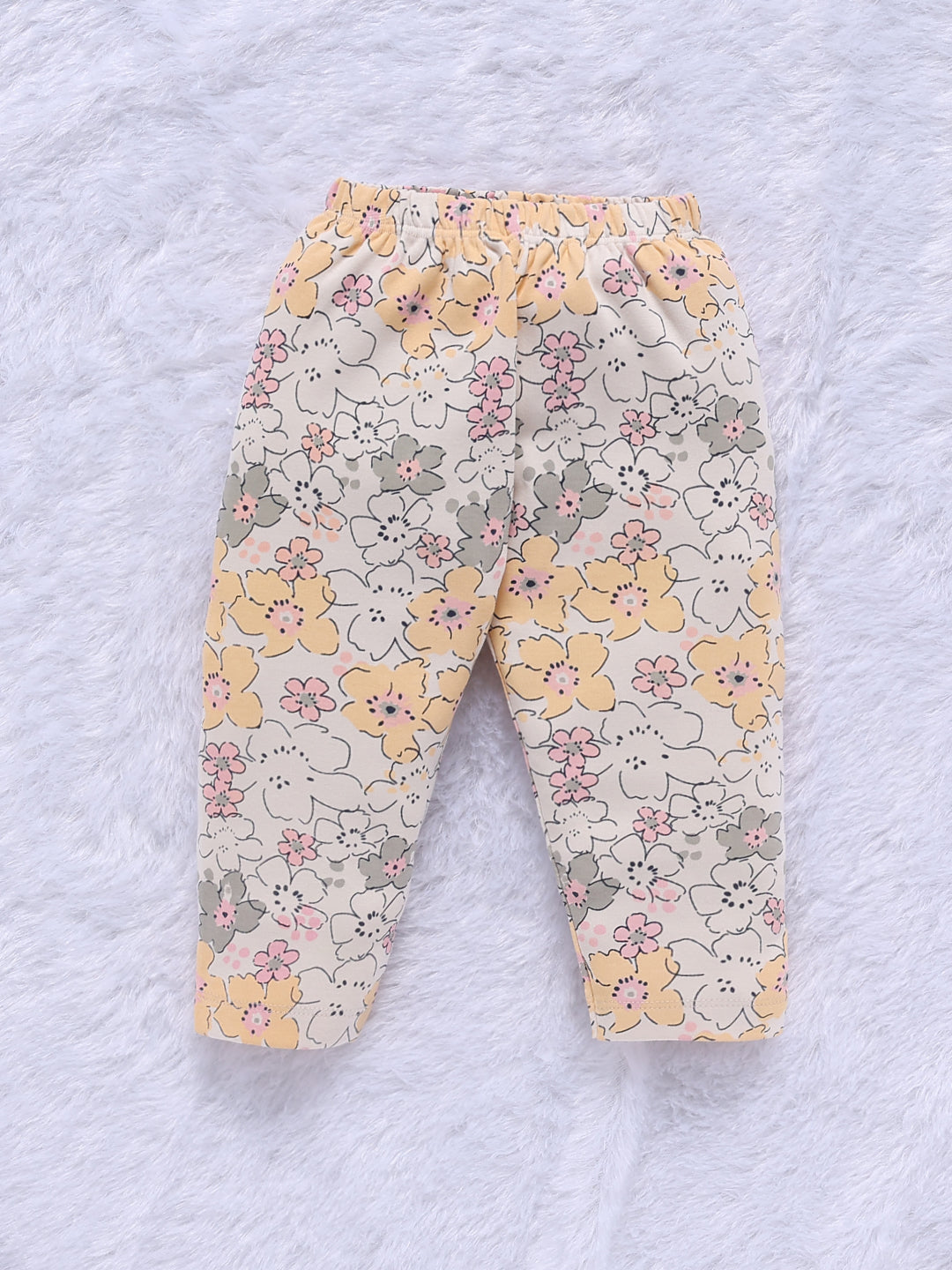Top & Bottom for Girls - Light Beige Hedgehog Ruffle-Trim
