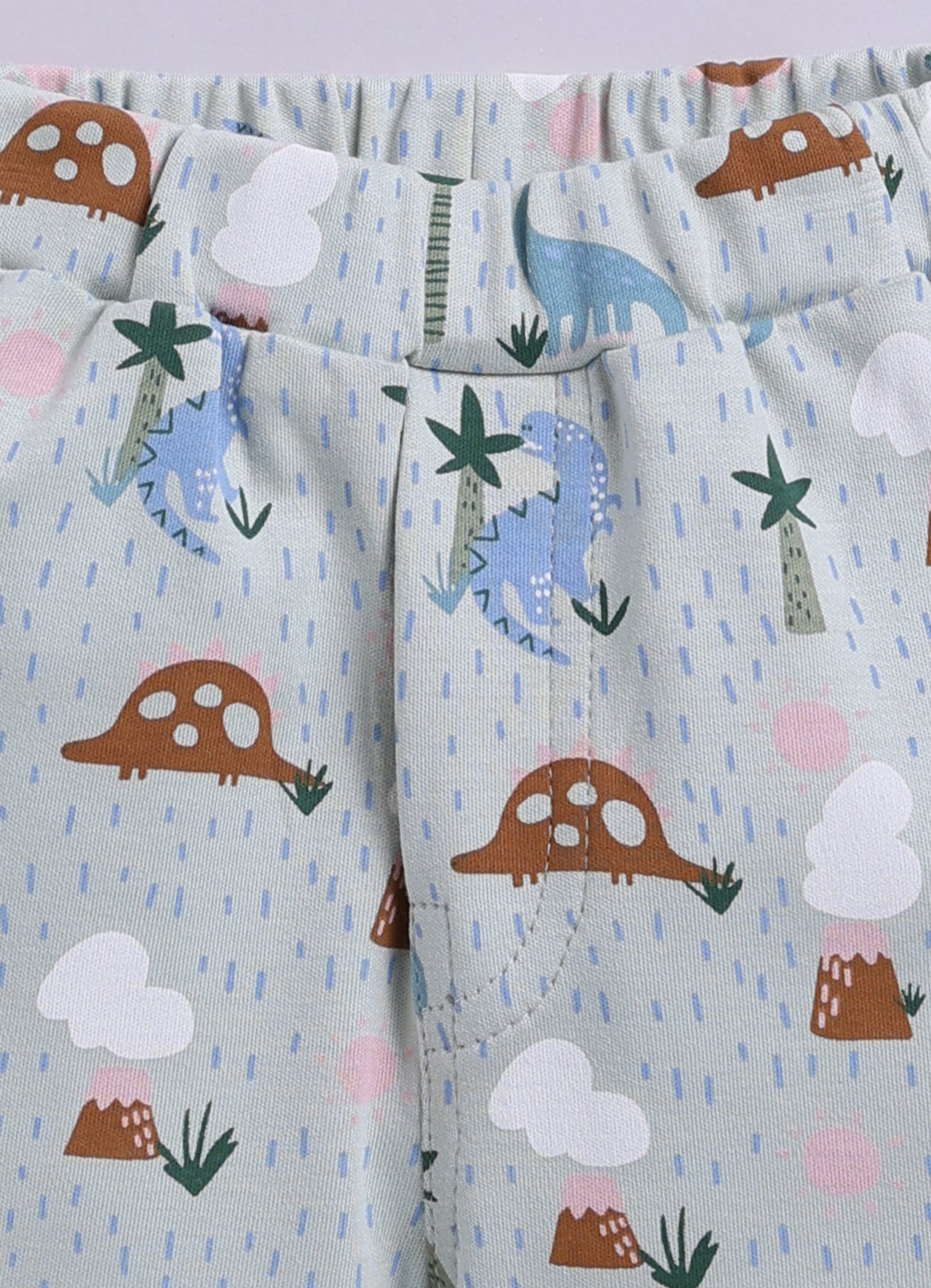 Half Sleeve Top & Bottom for Boys - Pista Green & Beige