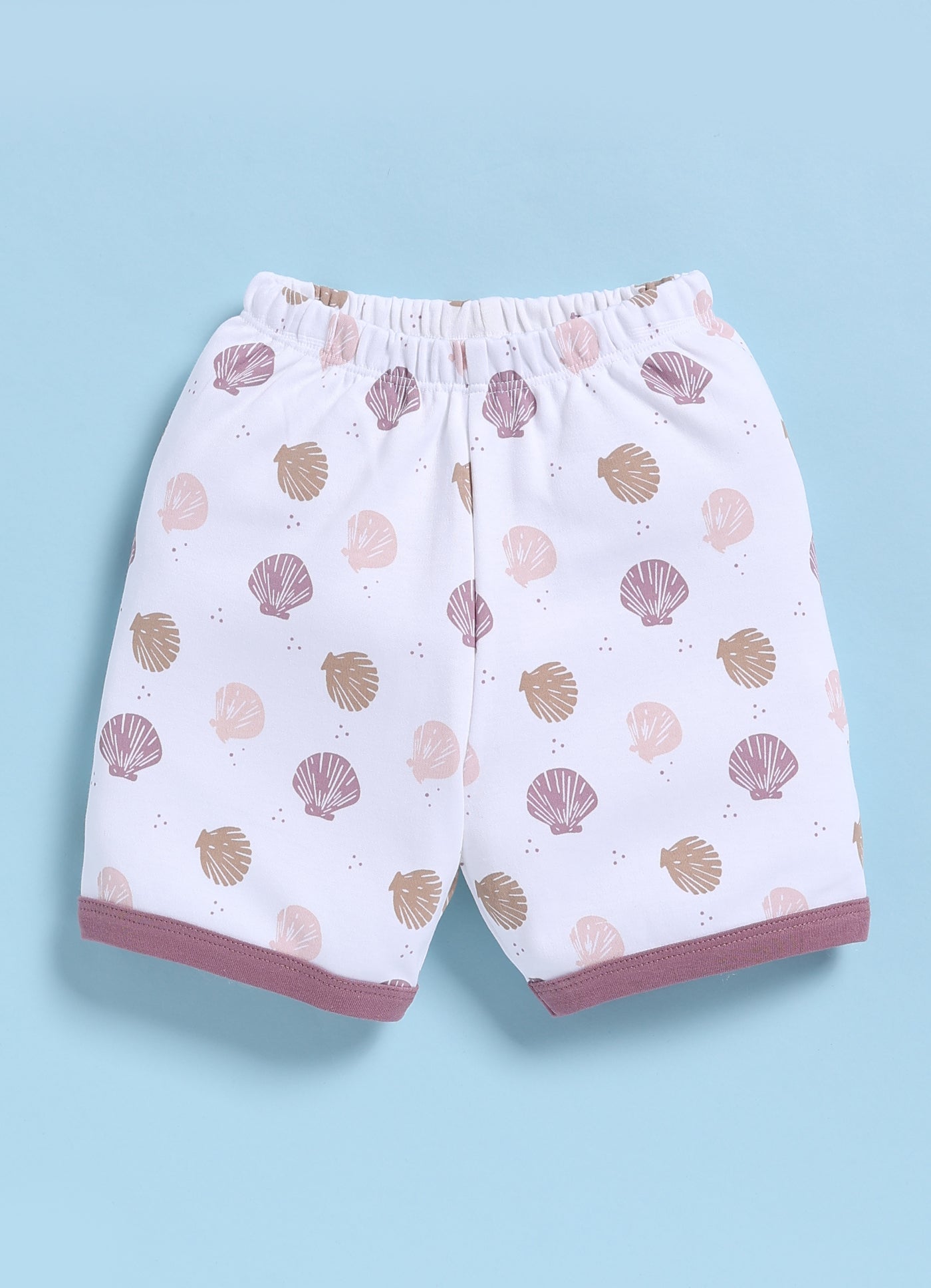 Half-Sleeve Top & Bottom For Girls - Mauve Oyster Shells