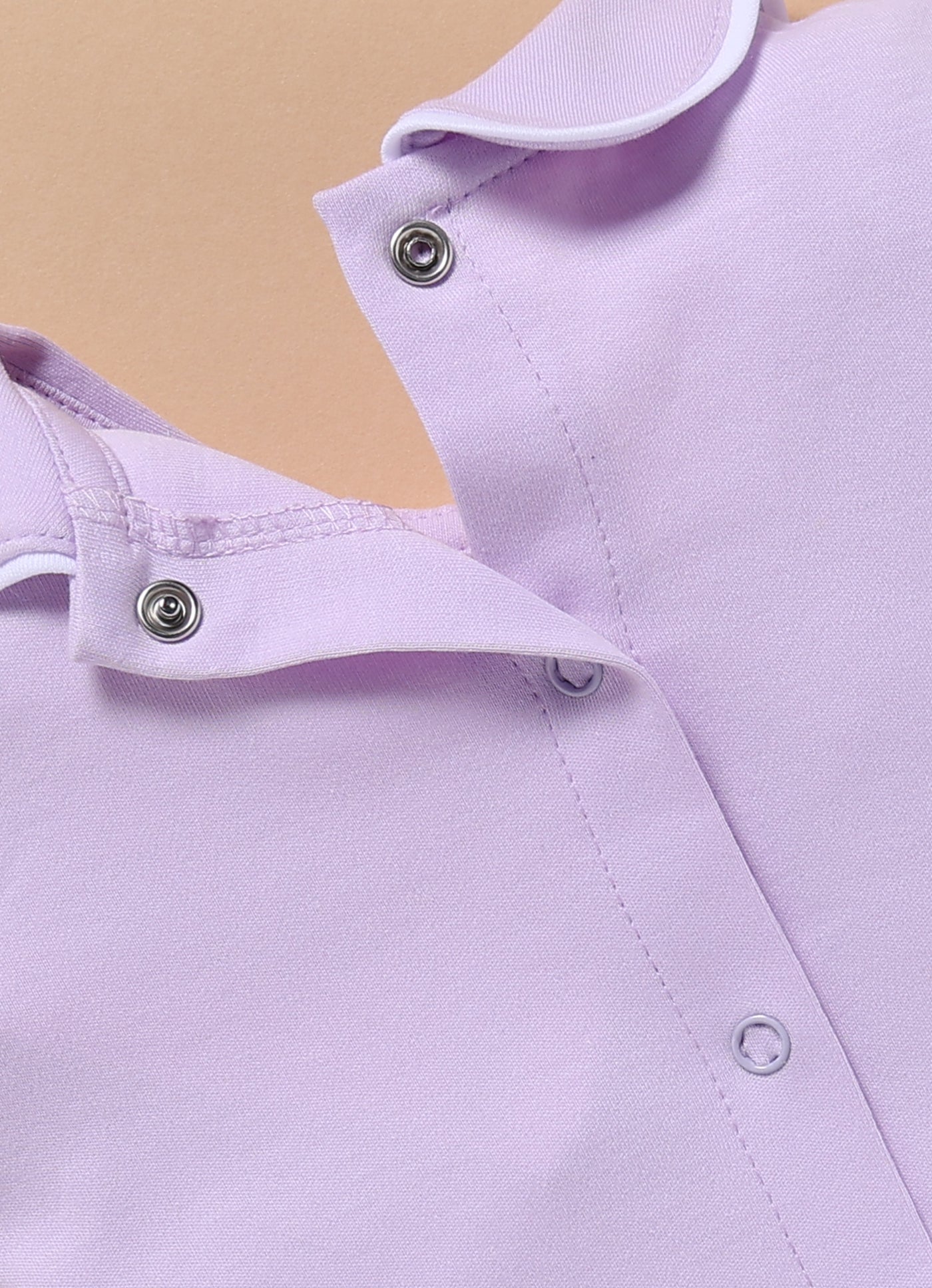Full Sleeve Romper for Girls - Light Purple Lilac Embroidered Scallop