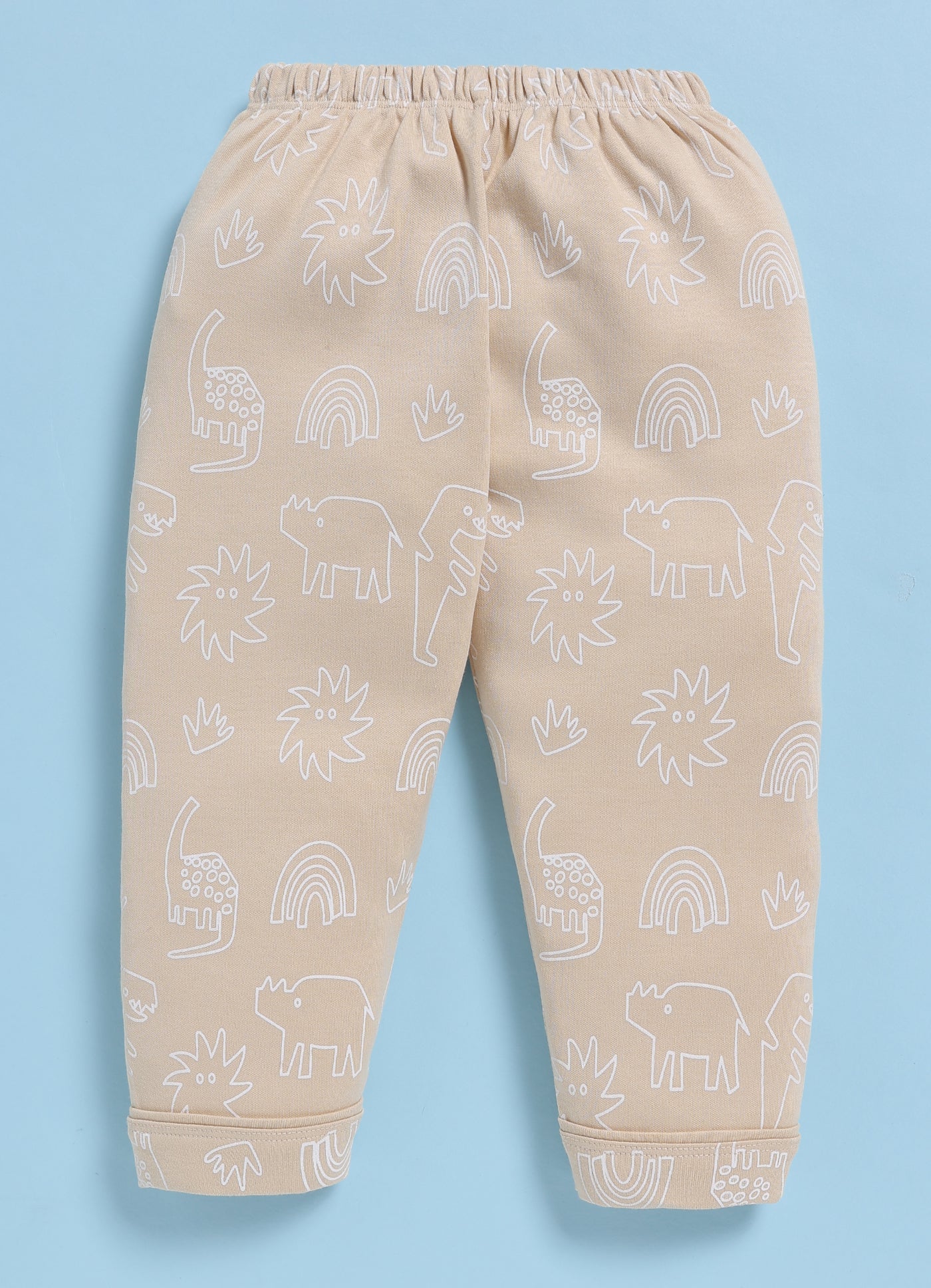 Full-Sleeve Nightsuits for Boys - Beige Dino World