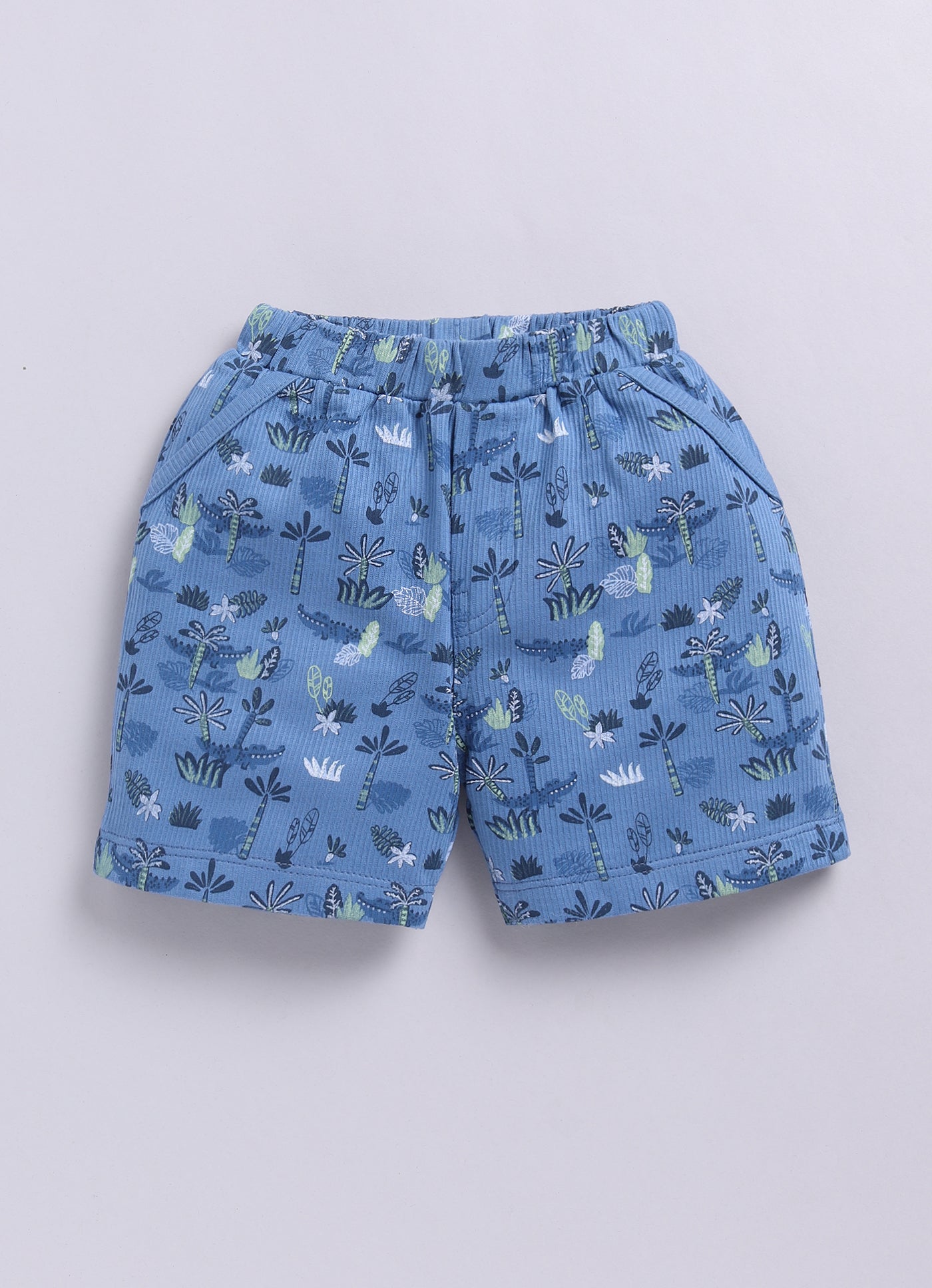 Baby Boy Happy Crocodile Printed Half T Shirt & Short Playdate Outfit-Sky