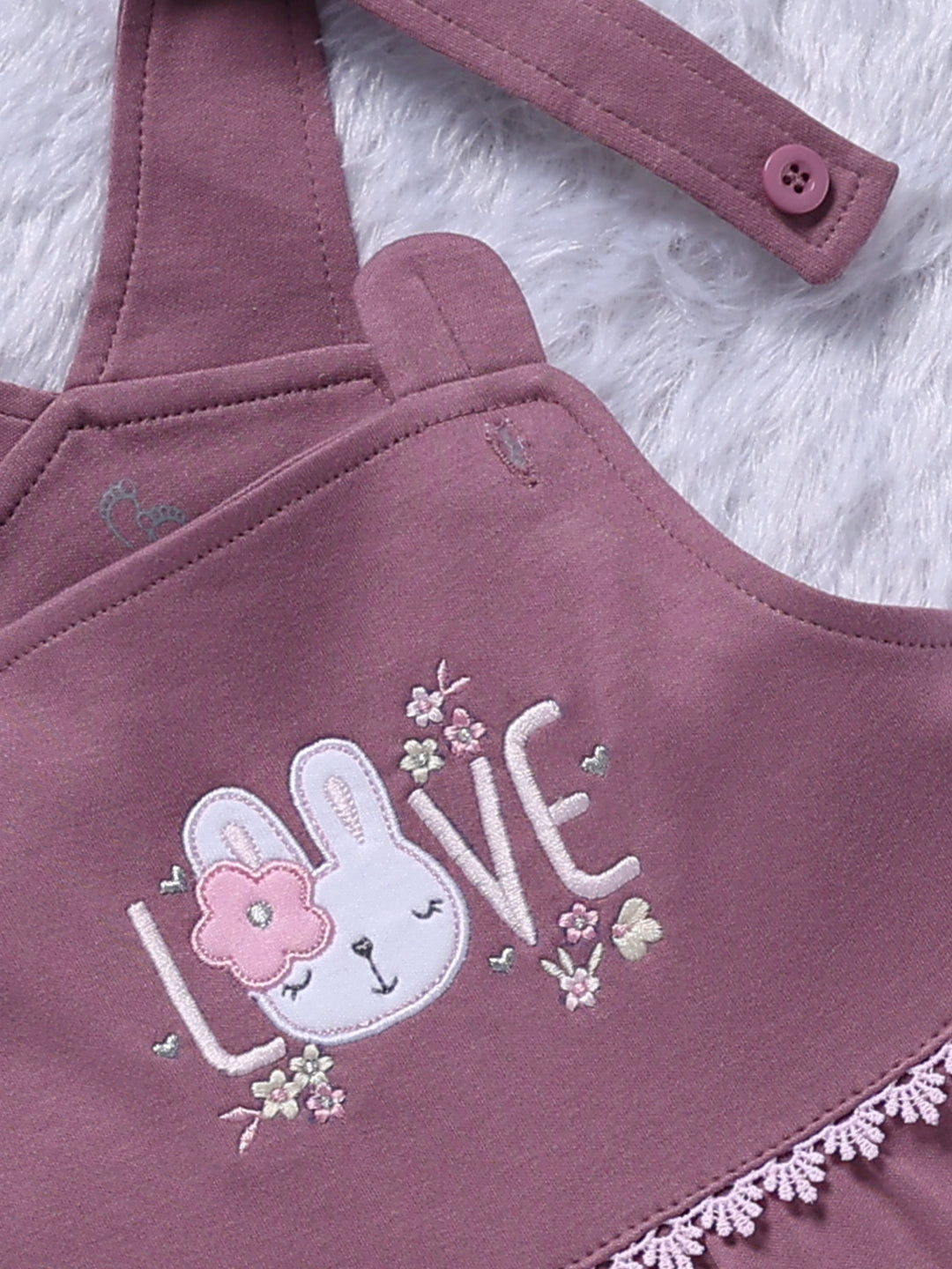 Dungaree - Dusty Mauve Bunny Heart Printed