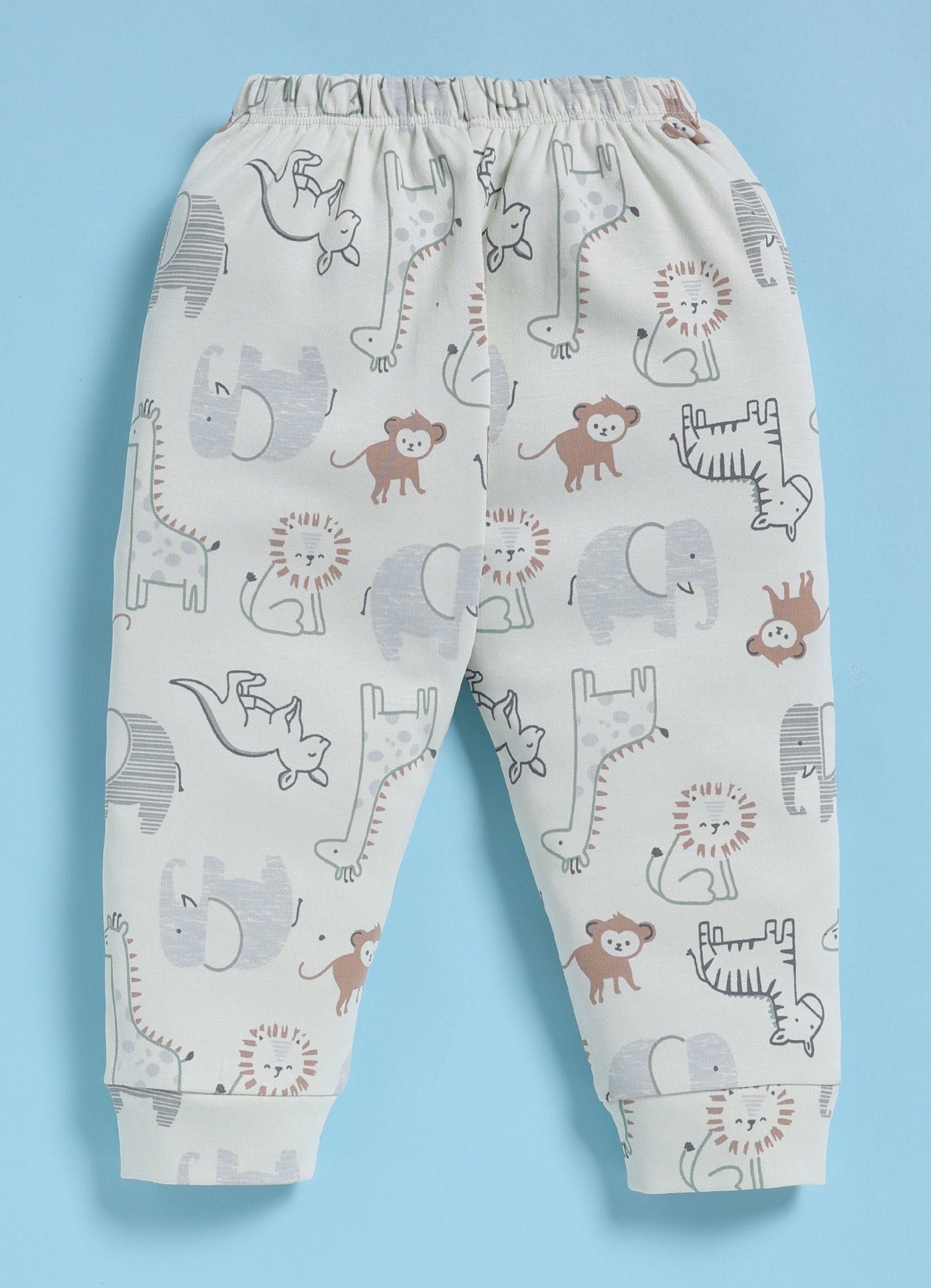 Full-Sleeve Top & Bottom For Boys - Green Cyan Cute Animals