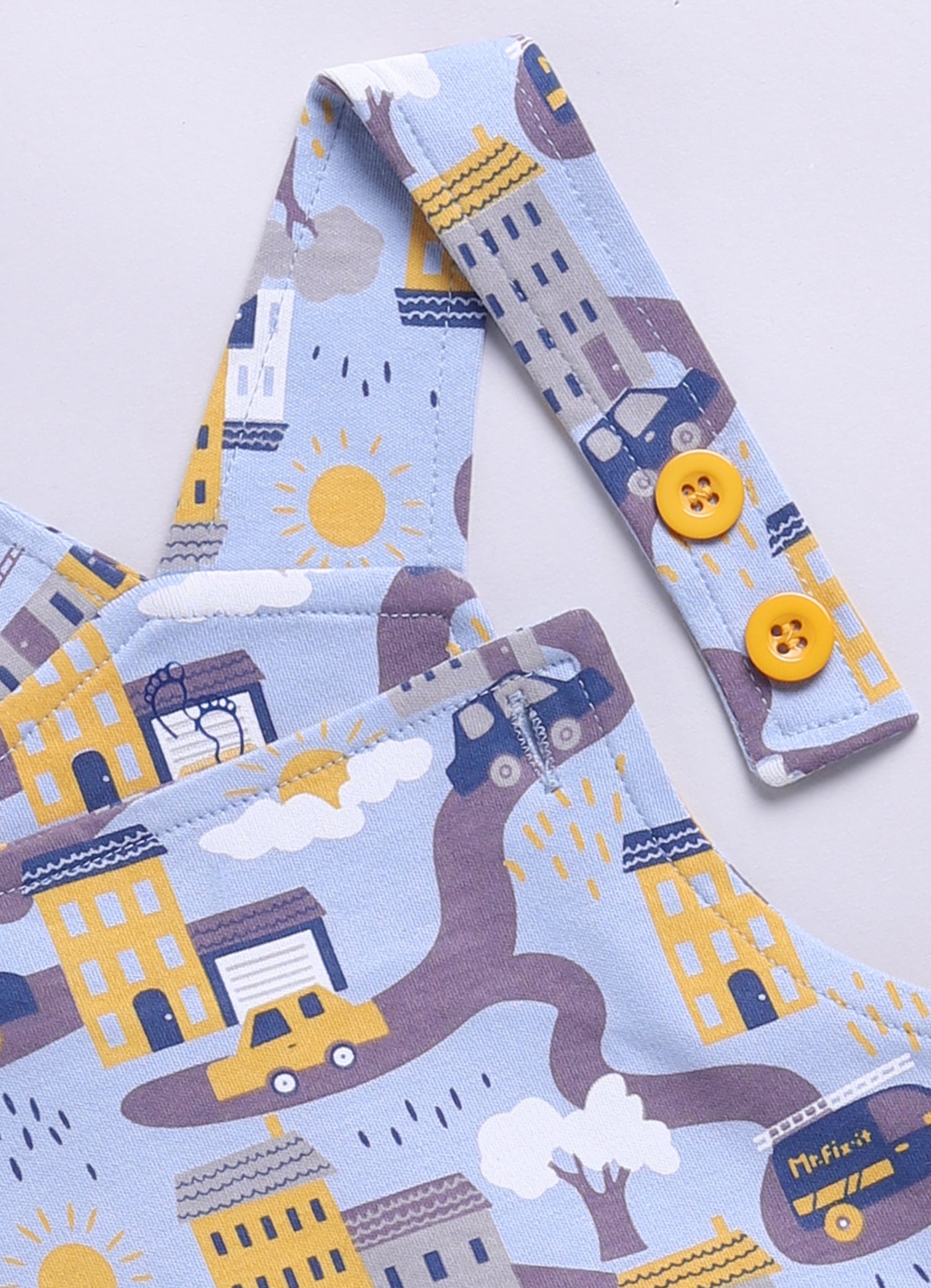Half Sleeve Dungaree for Boys - Light Green & Yellow