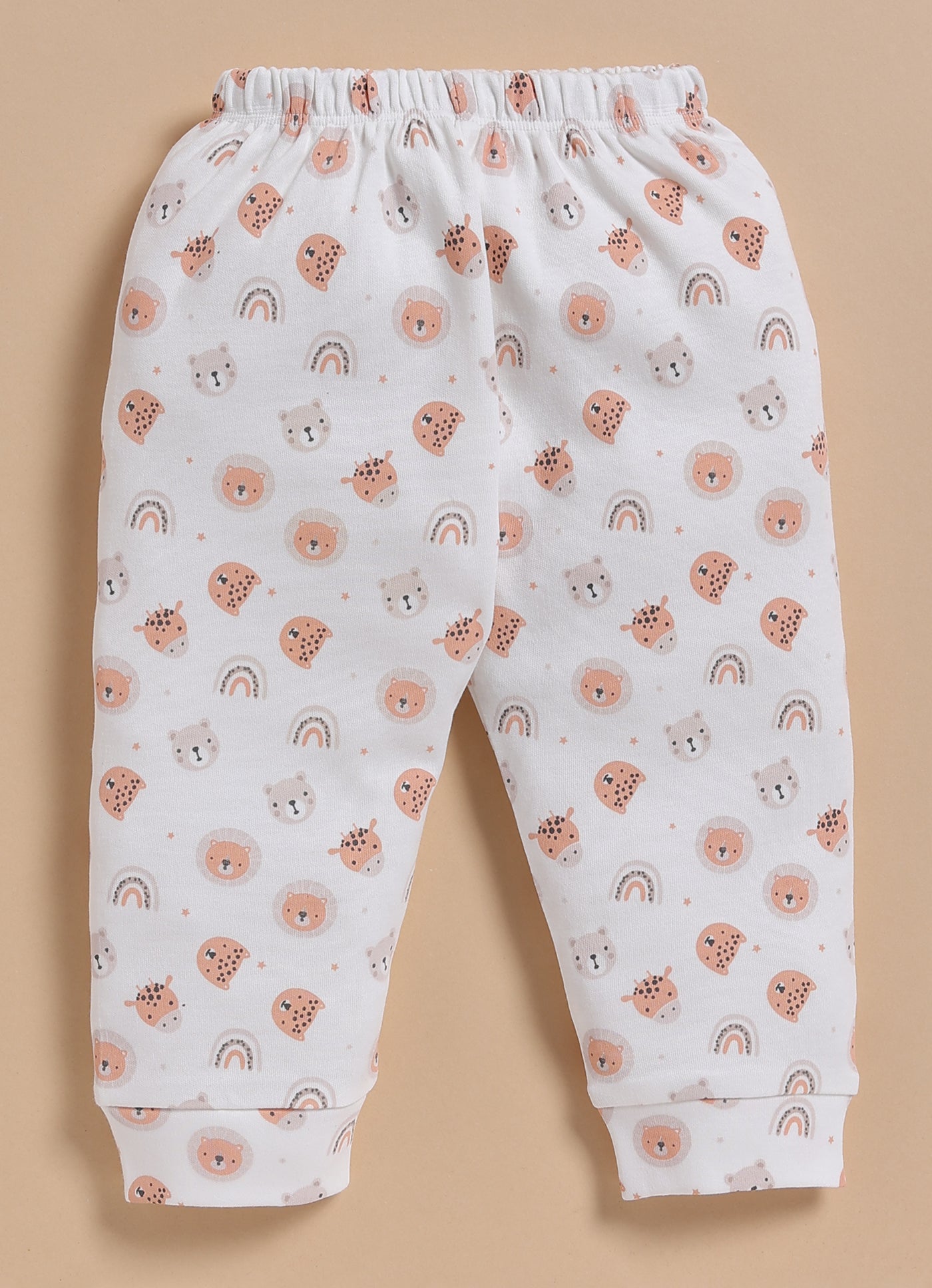 Full-Sleeve Top & Bottom For Boys - White Cute Animals