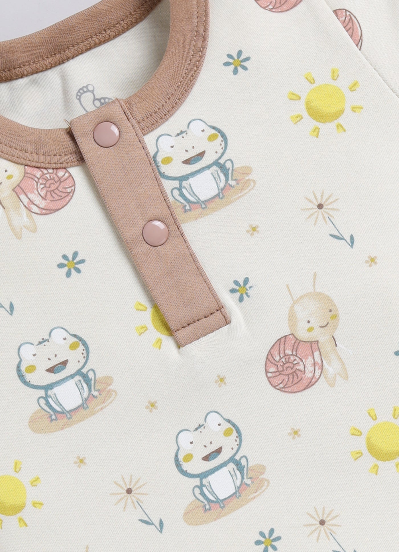 Half Sleeve Top & Bottom for Boys - Sea Green & Beige