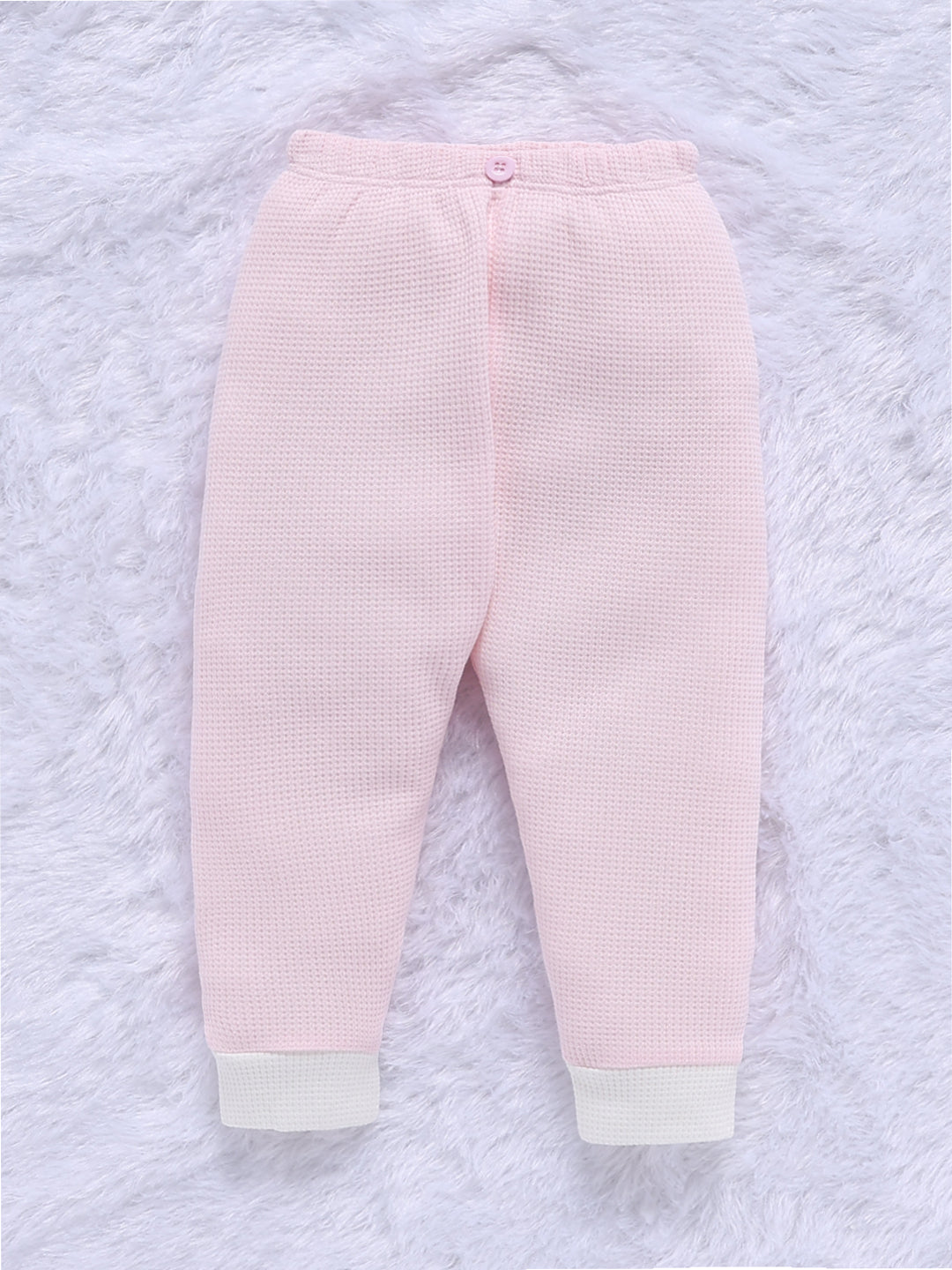 Top & Bottom for Girls - Pink Bunny Embroidered Waffle Top & Trousers Set