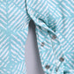 Baby Boy Full Sleeves Footed Romper– Geometric Stripe Print in Aqua Blue with Snap Button Closure