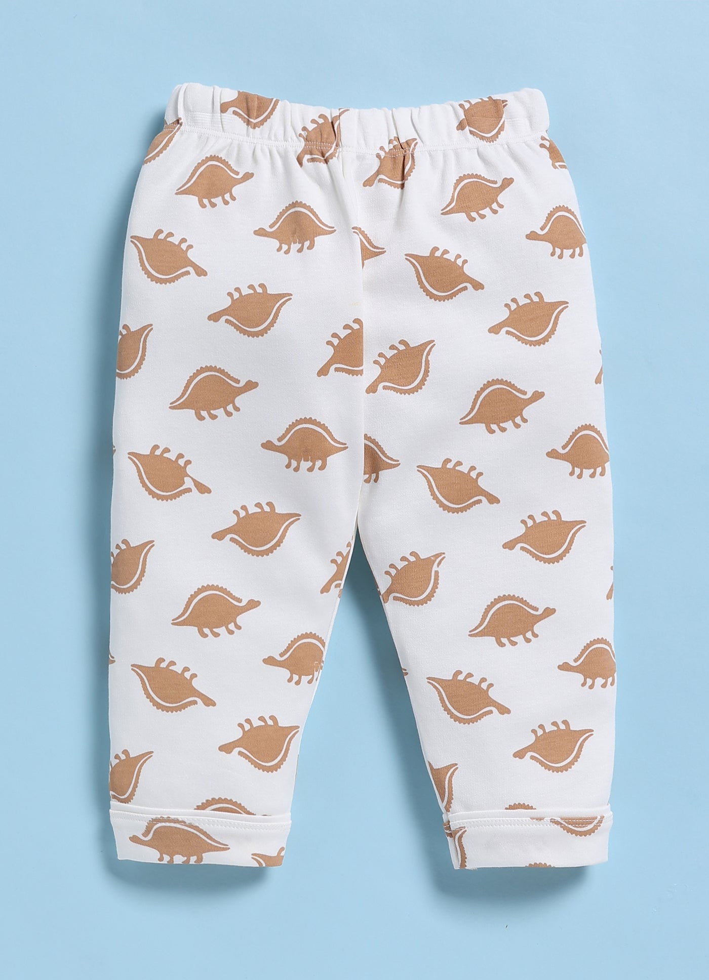 Full-Sleeve Nightsuits for Boys - Beige Small Dinos
