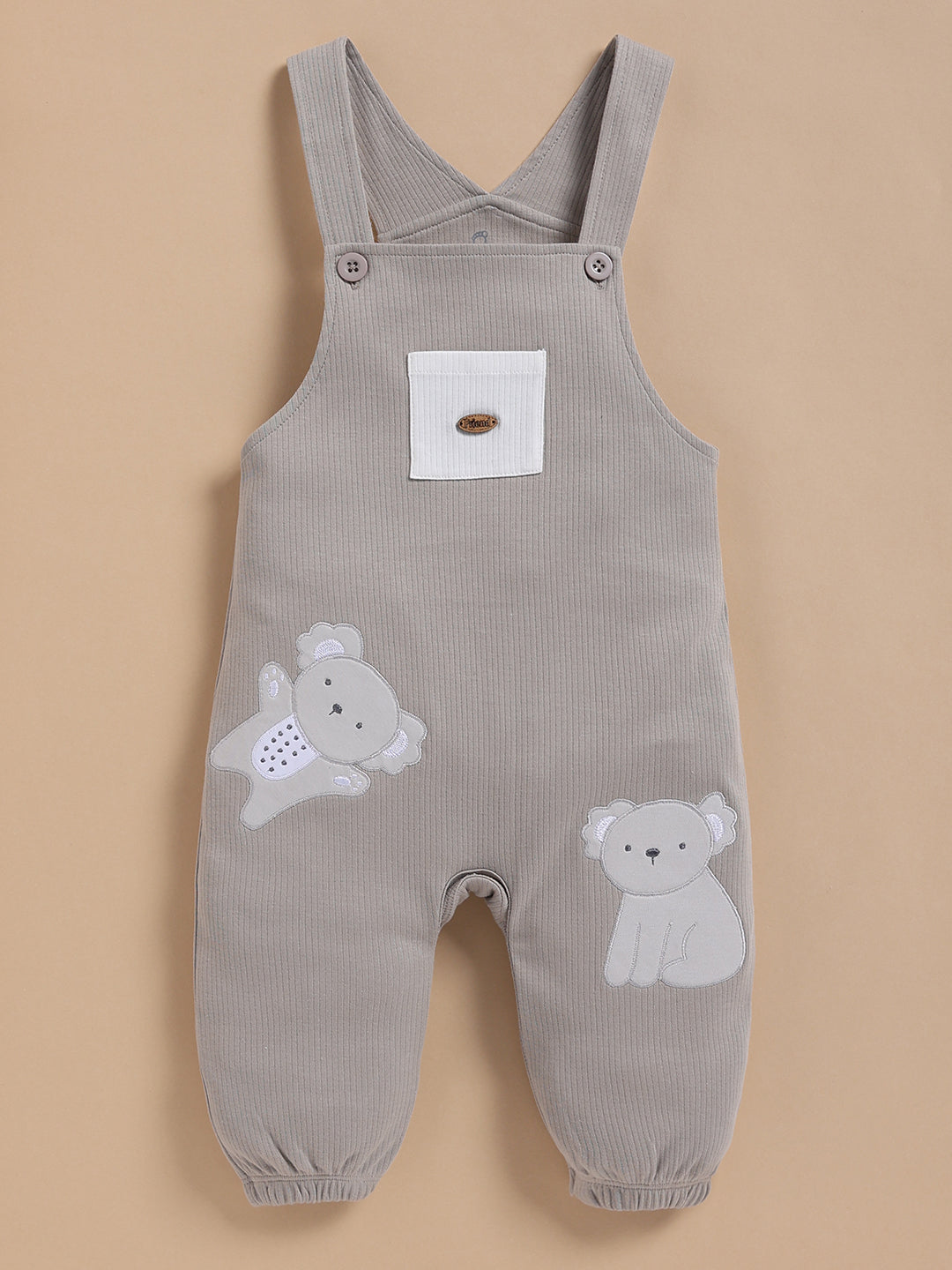 Dungaree - Light Grey Ribbed