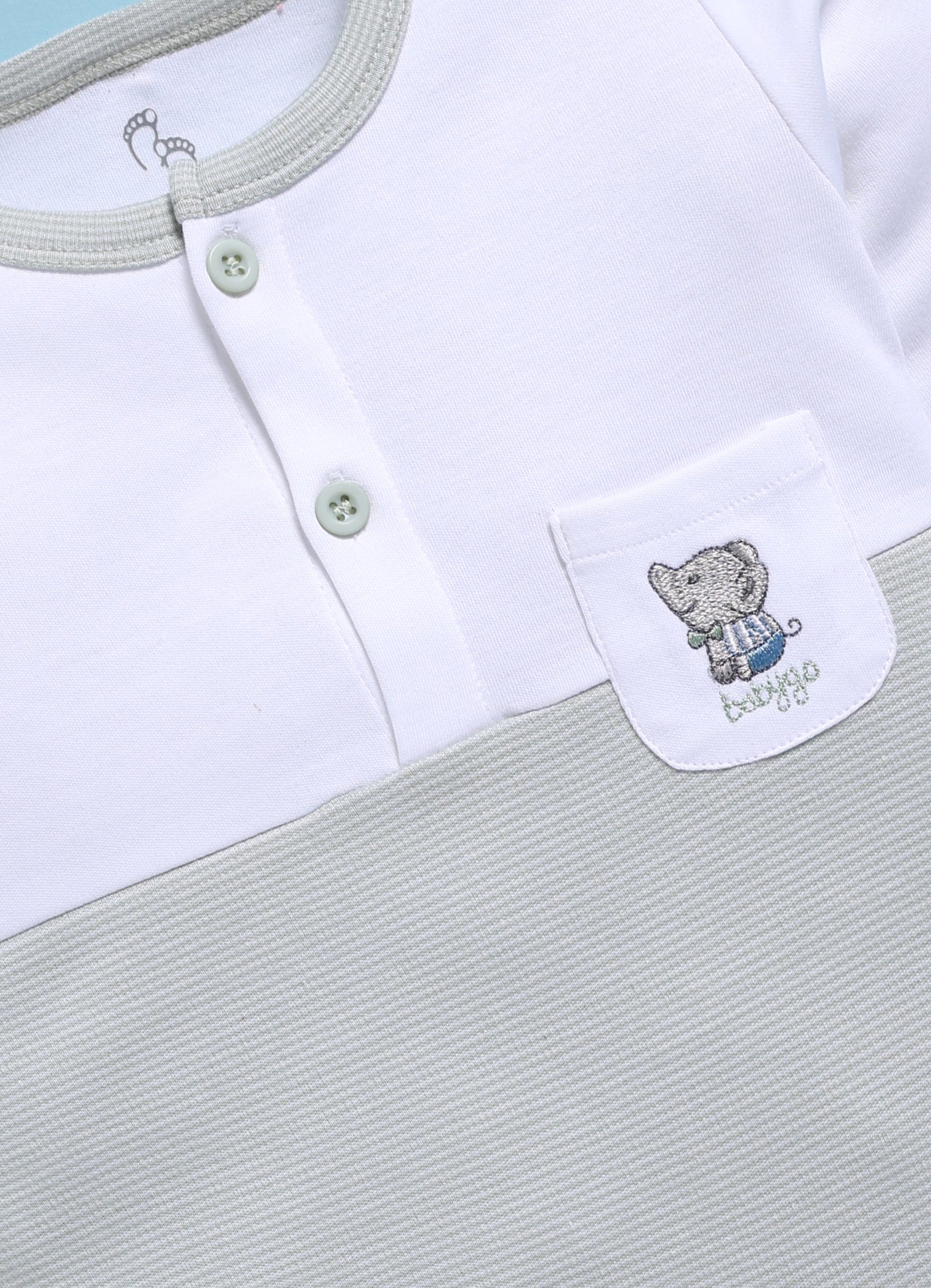 Full Sleeve Romper for Boys – Pastel Grey Tiny Bear