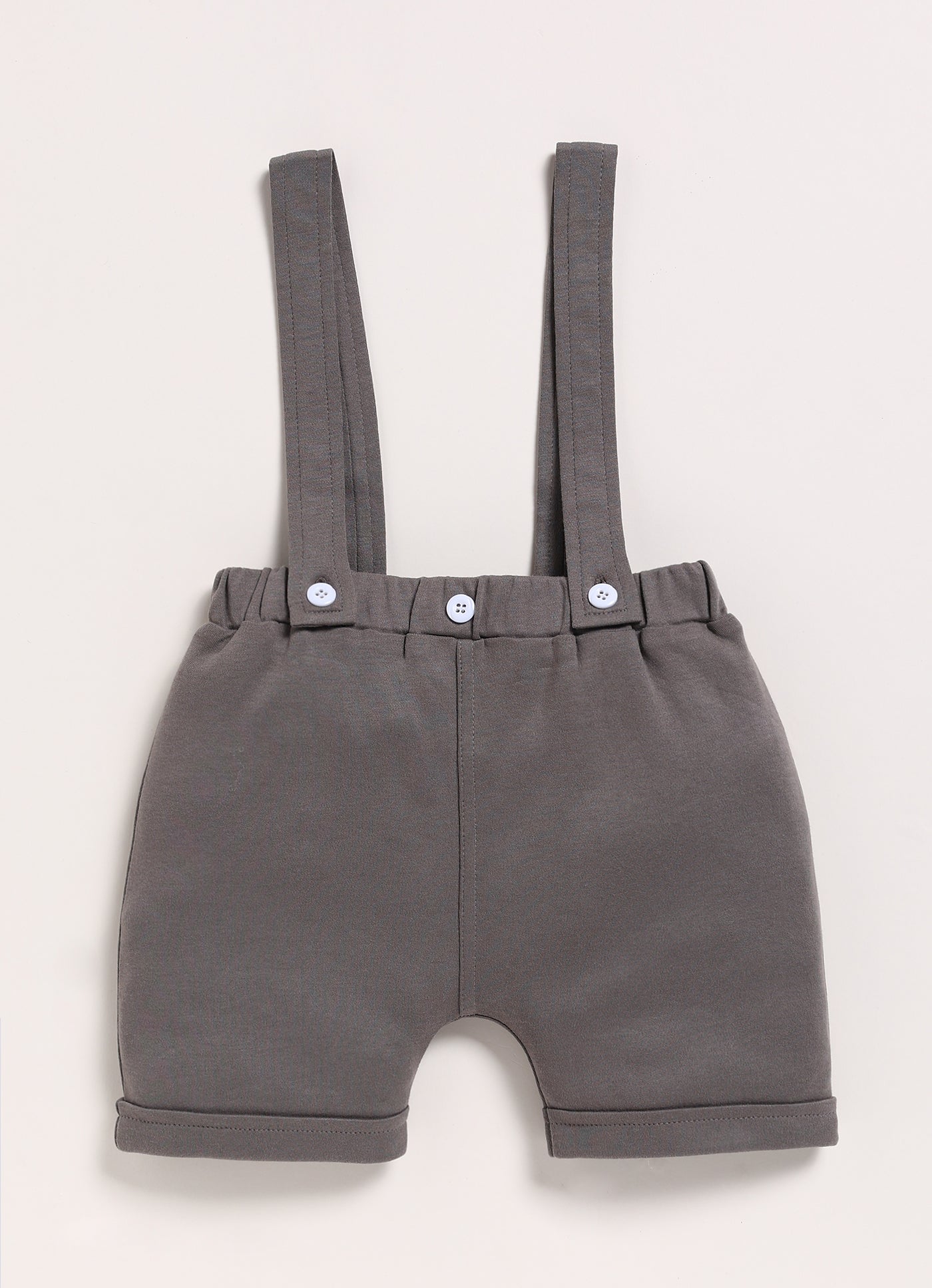 Half Sleeve Dungaree for Boys - Dark Grey Suspender Shorts