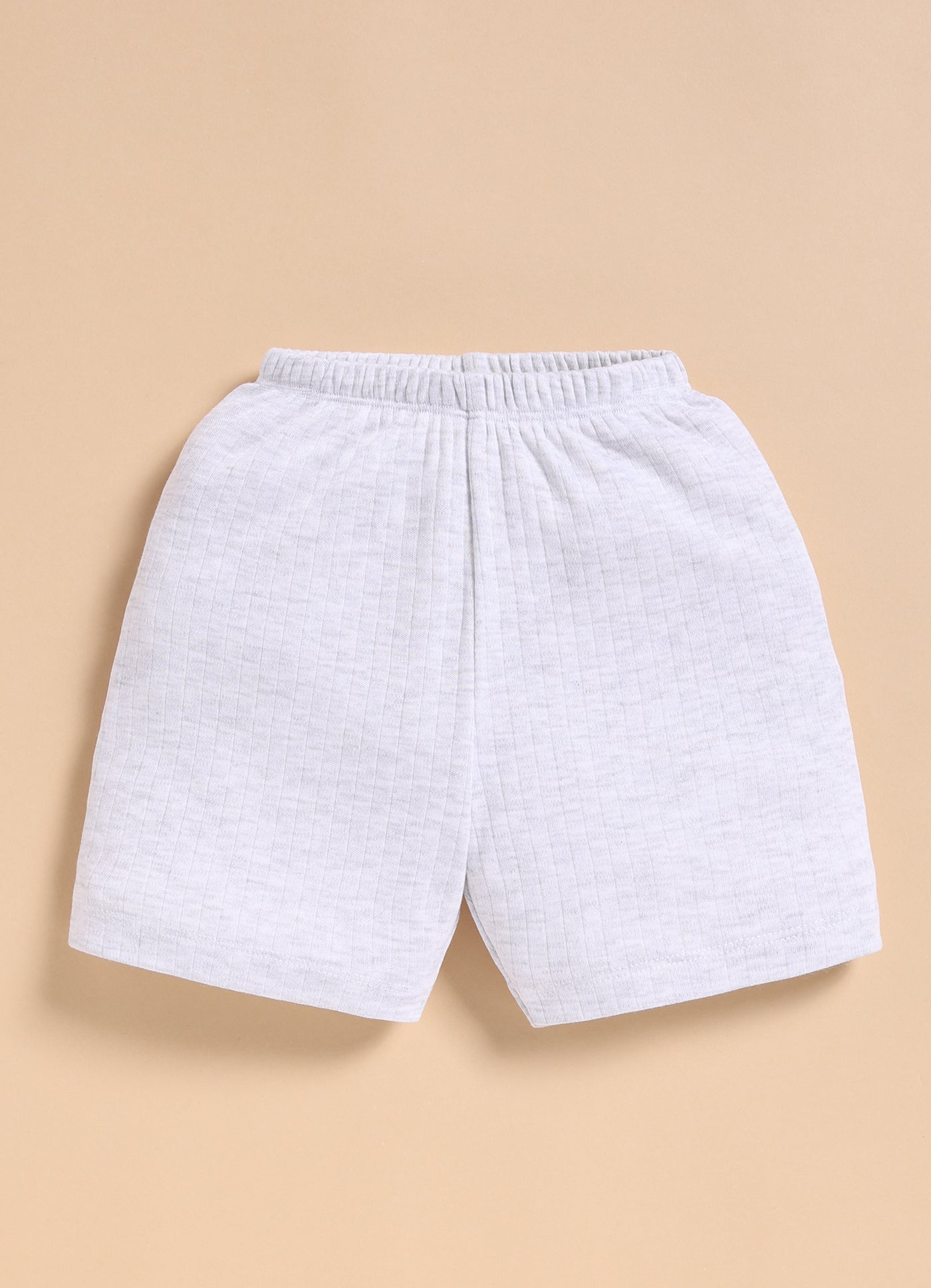 Half-Sleeve Top & Bottom For Boys - White Melange Sweet Teddy
