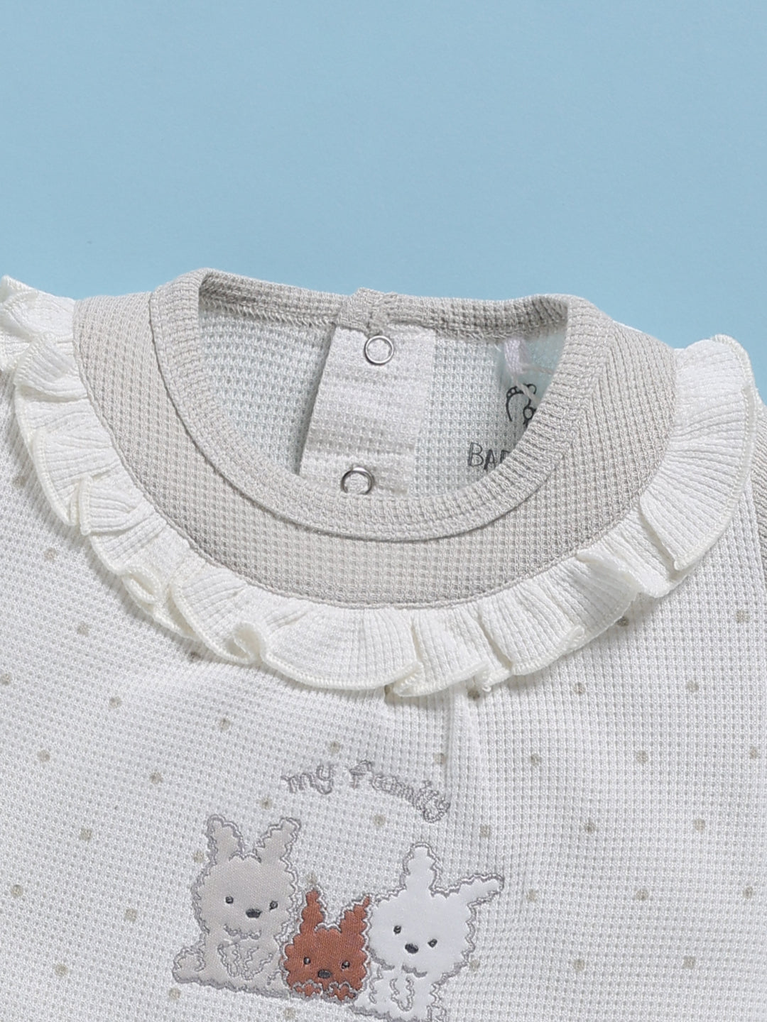 Frock – Ivory White Bunny Family Oatmeal