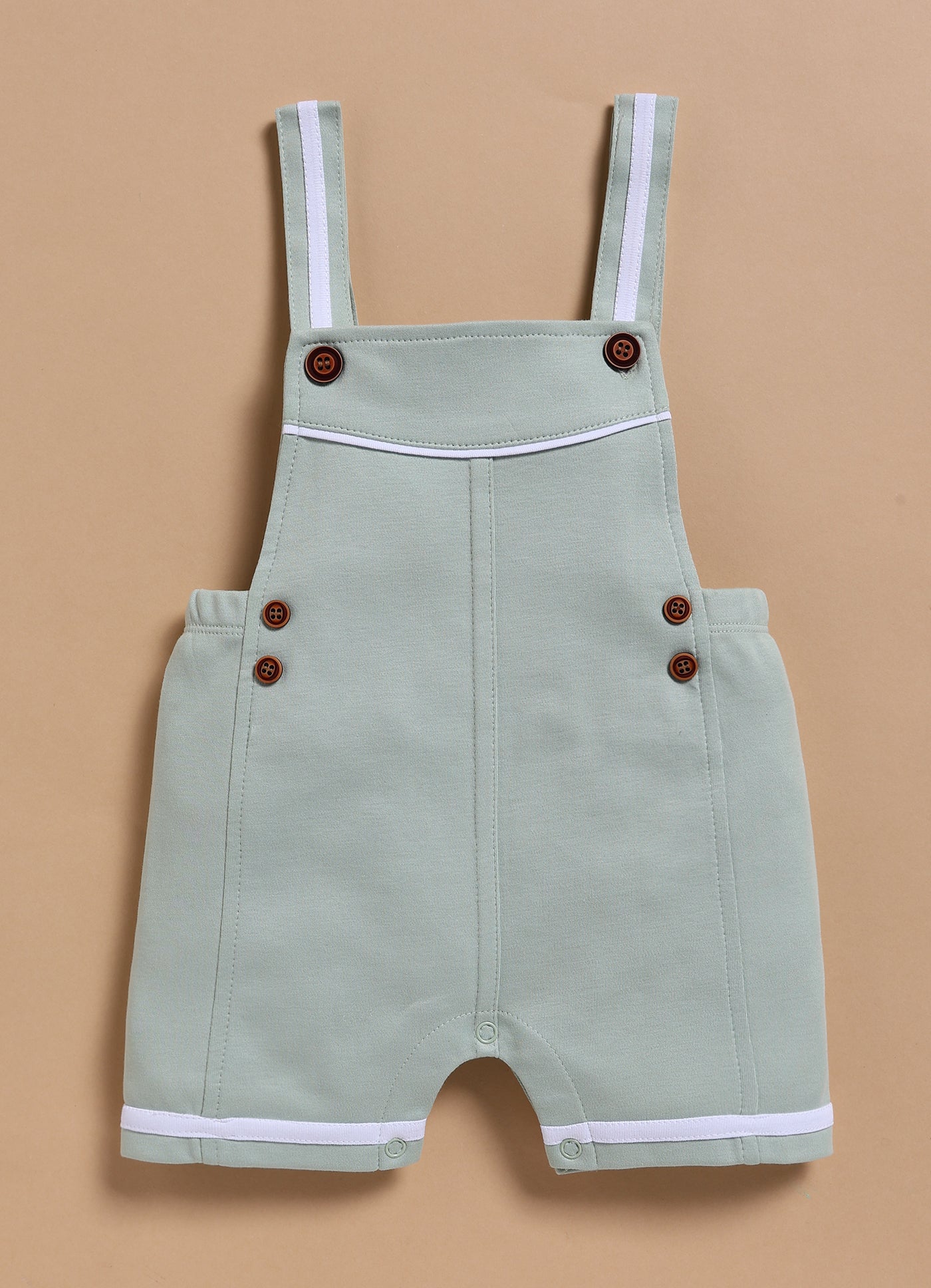 Half Sleeve Dungaree for Boys – Mint Green Classic Button Style