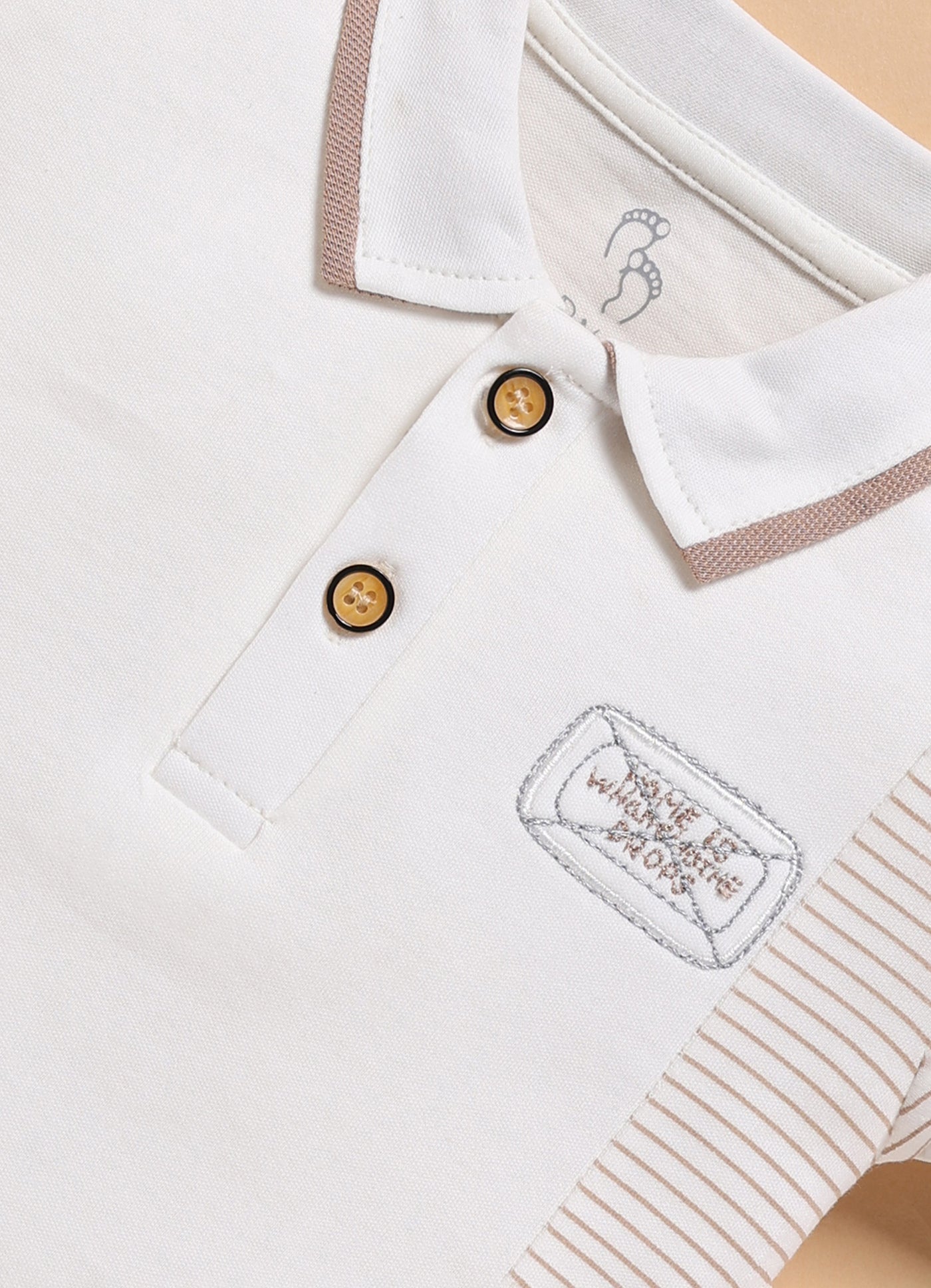 Half-Sleeve Romper for Boys – White Polo Romper
