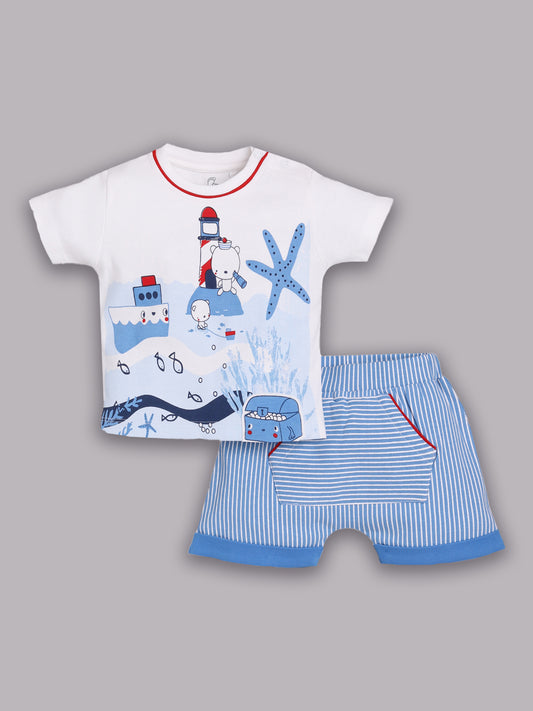 T-shirt and Shorts Set for Baby Boys 100% pure cotton-ROYAL