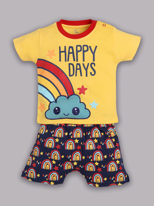 T-shirt and Shorts Set for Baby Boys 100% pure cotton-YELLOW