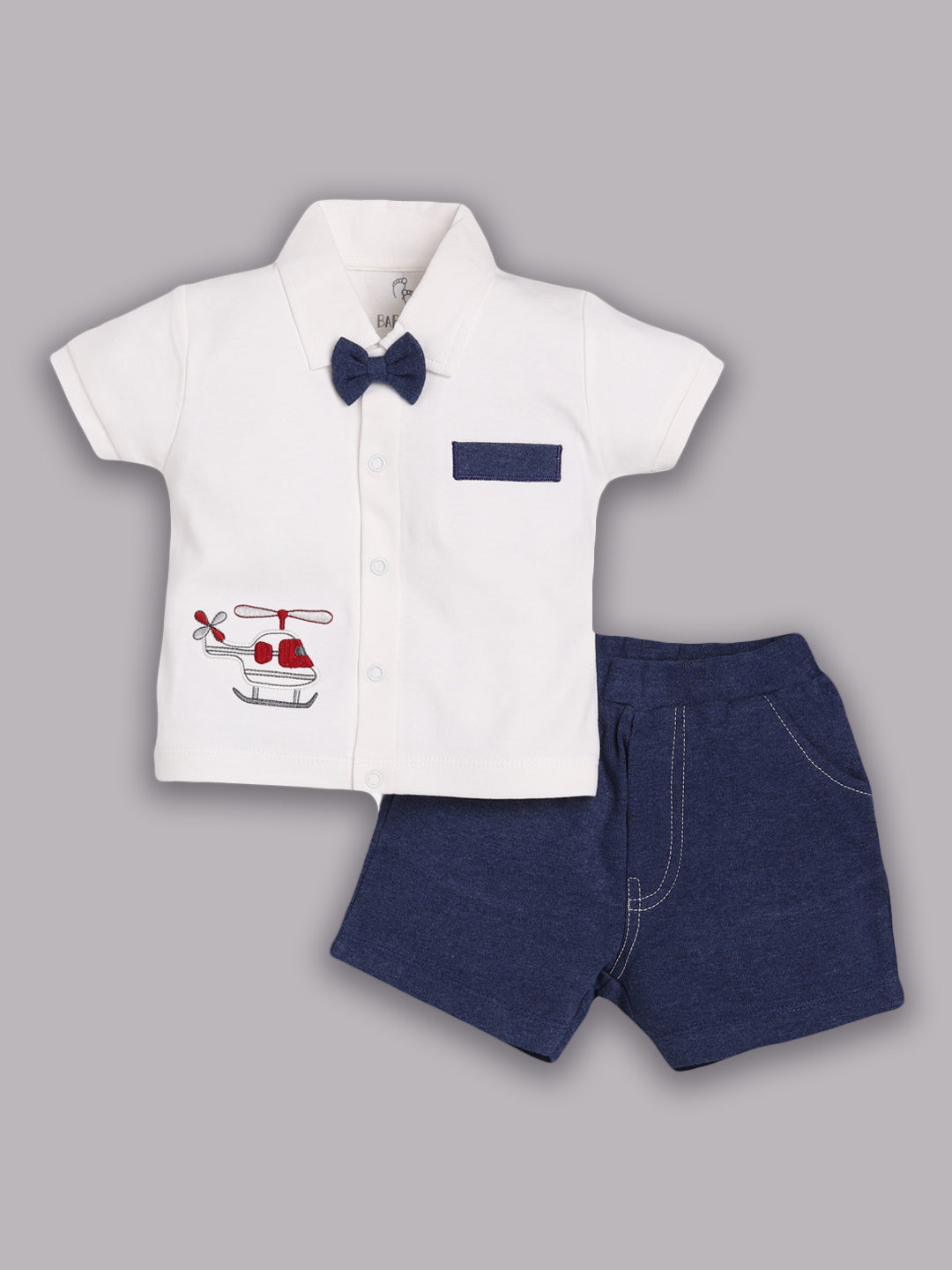 T-shirt and Shorts Set for Baby Boys 100% pure cotton-NAVY