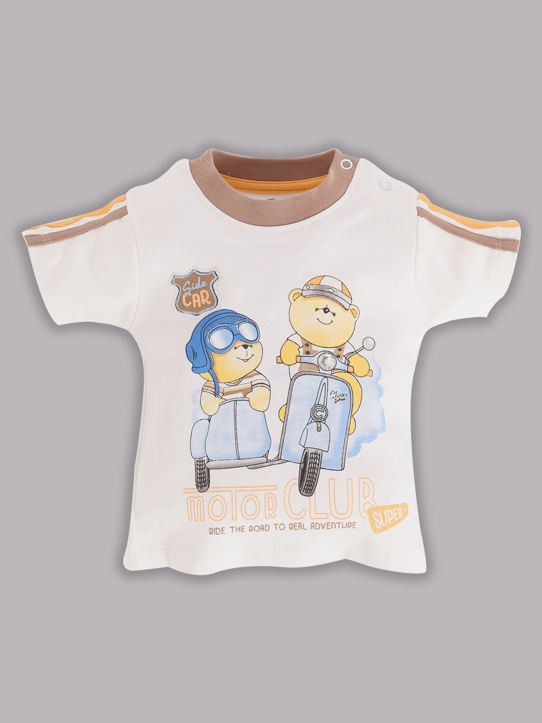 Half T-shirt and Shorts Set for Baby Boys 100% pure cotton-BEIGE