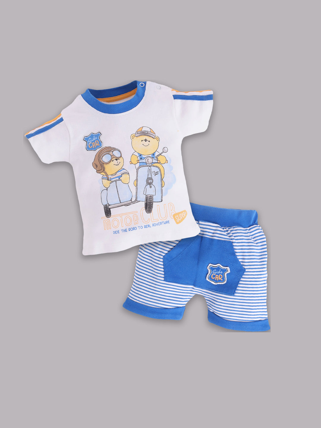 Half T-shirt and Shorts Set for Baby Boys 100% pure cotton-ROYAL