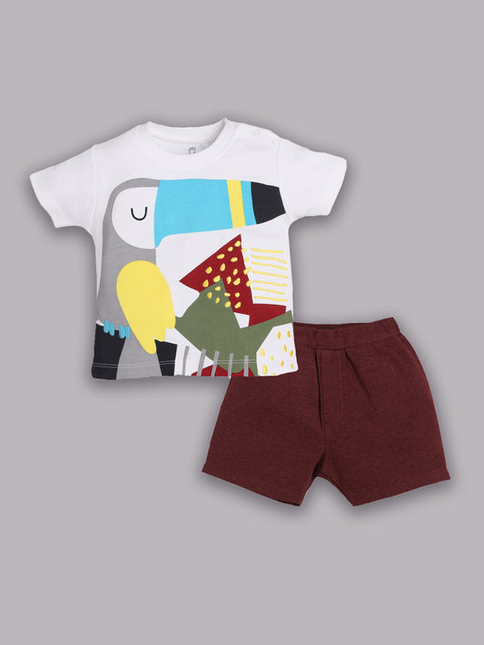 T-shirt and Shorts Set for Baby Boys 100% pure cotton-MAROON