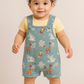 Baby Girls Jungle Safari Dungaree Set – Teal Animal Print with Yellow Tee