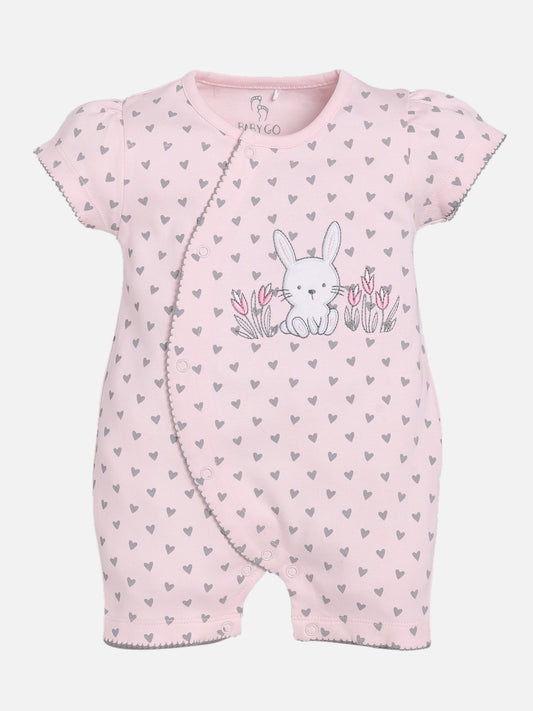 Half Sleeves Romper/Sleepsuit for Baby Girls 100% Pure Cotton-PINK