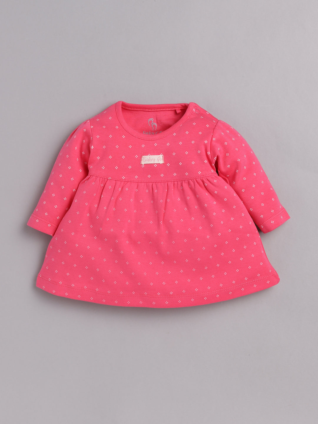 Mid/knee length baby girl frock for casual wear-FUSHIA