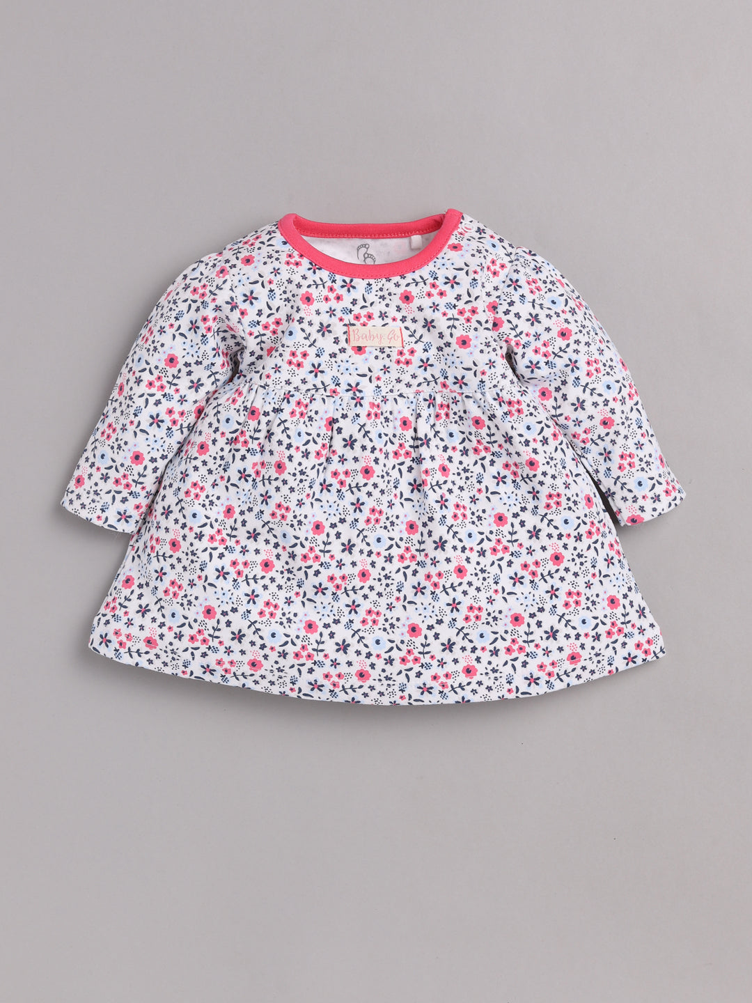 Mid/knee length baby girl frock for casual wear-FUSHIA