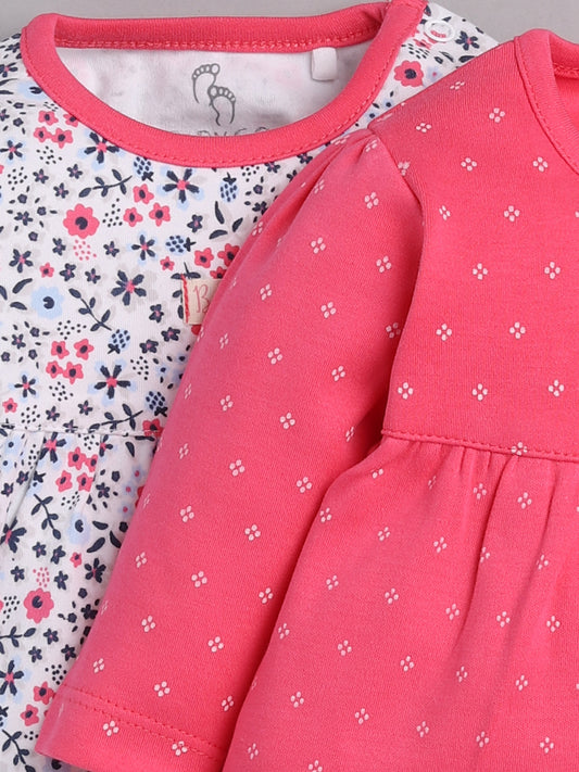 Mid/knee length baby girl frock for casual wear-FUSHIA