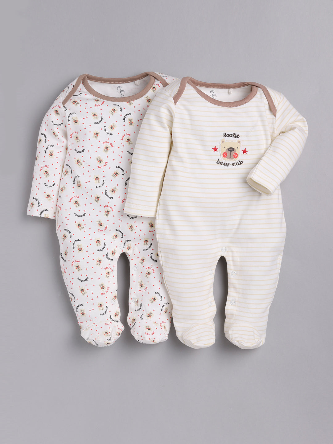 Full sleeve footed 100% Pure Cotton Romper for Newborn to Toddler Baby Boy/Girl-BEIGE