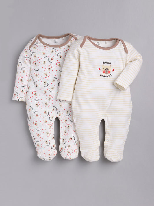 BABY GO Full Sleeve Romper For Baby Boys(0-3M,BEIGE)