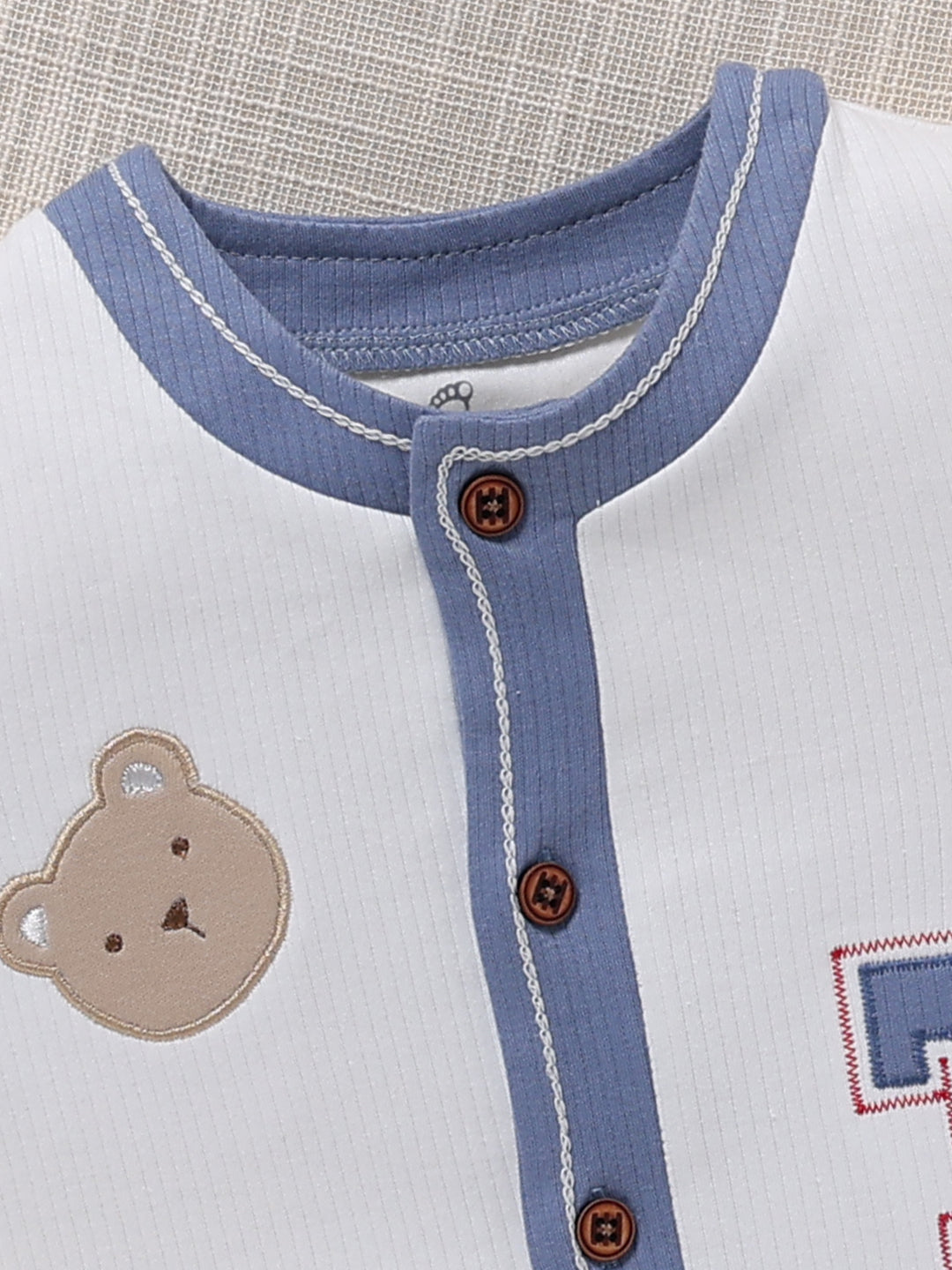 Top & Bottom for Boys - Blue Bear Patch Varsity