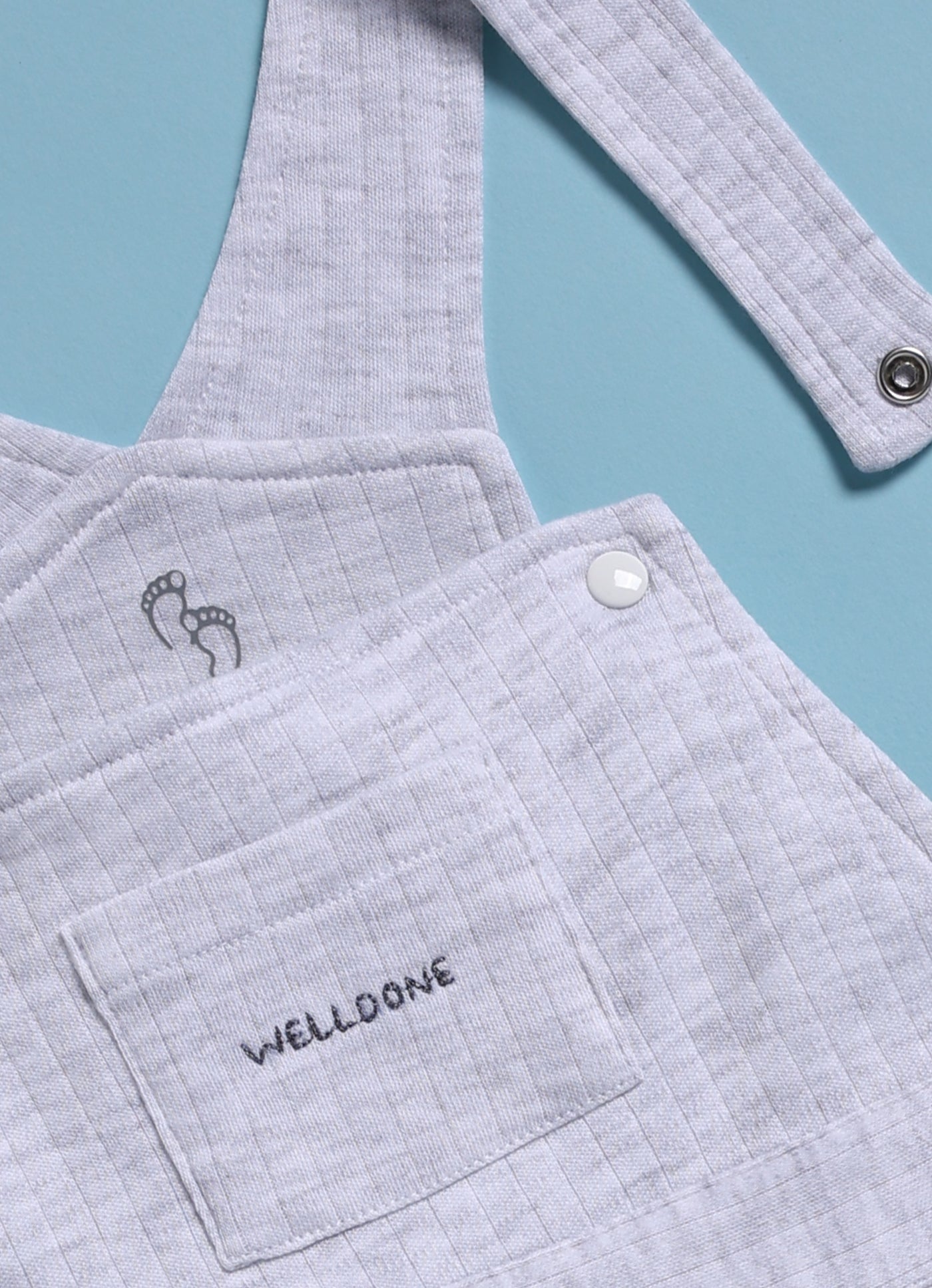 Half Sleeve Dungaree for Boys – White Melange Well Done!