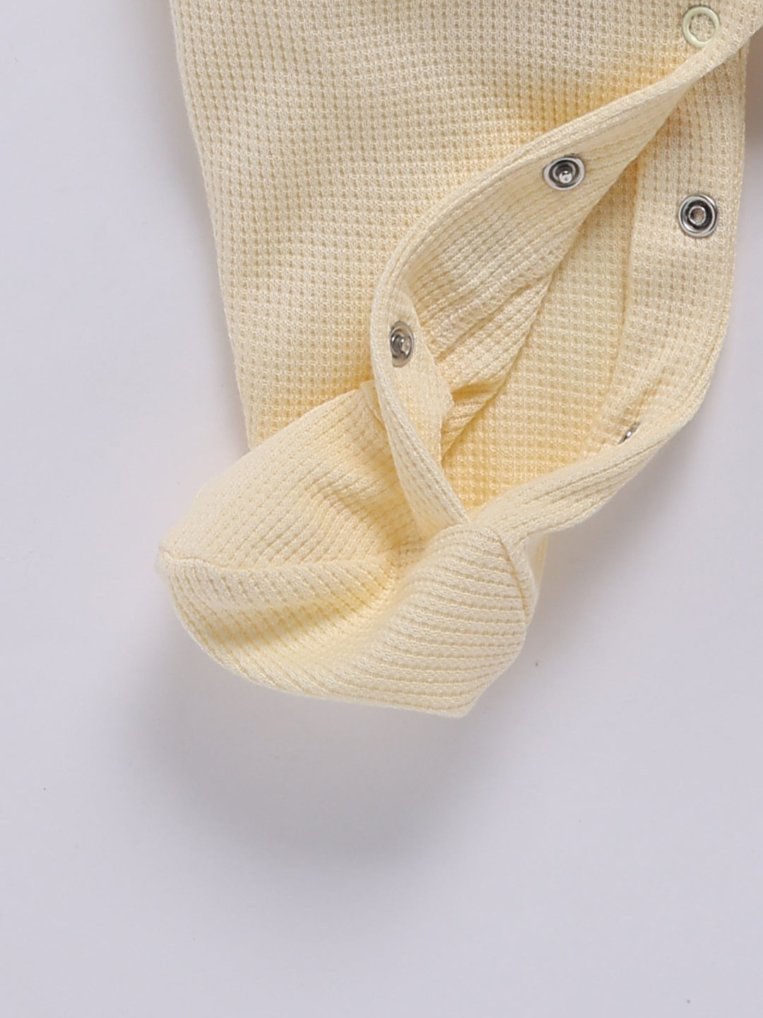 Full Sleeve Romper for Girls – Cream Floral Collar Ribbed Waffle