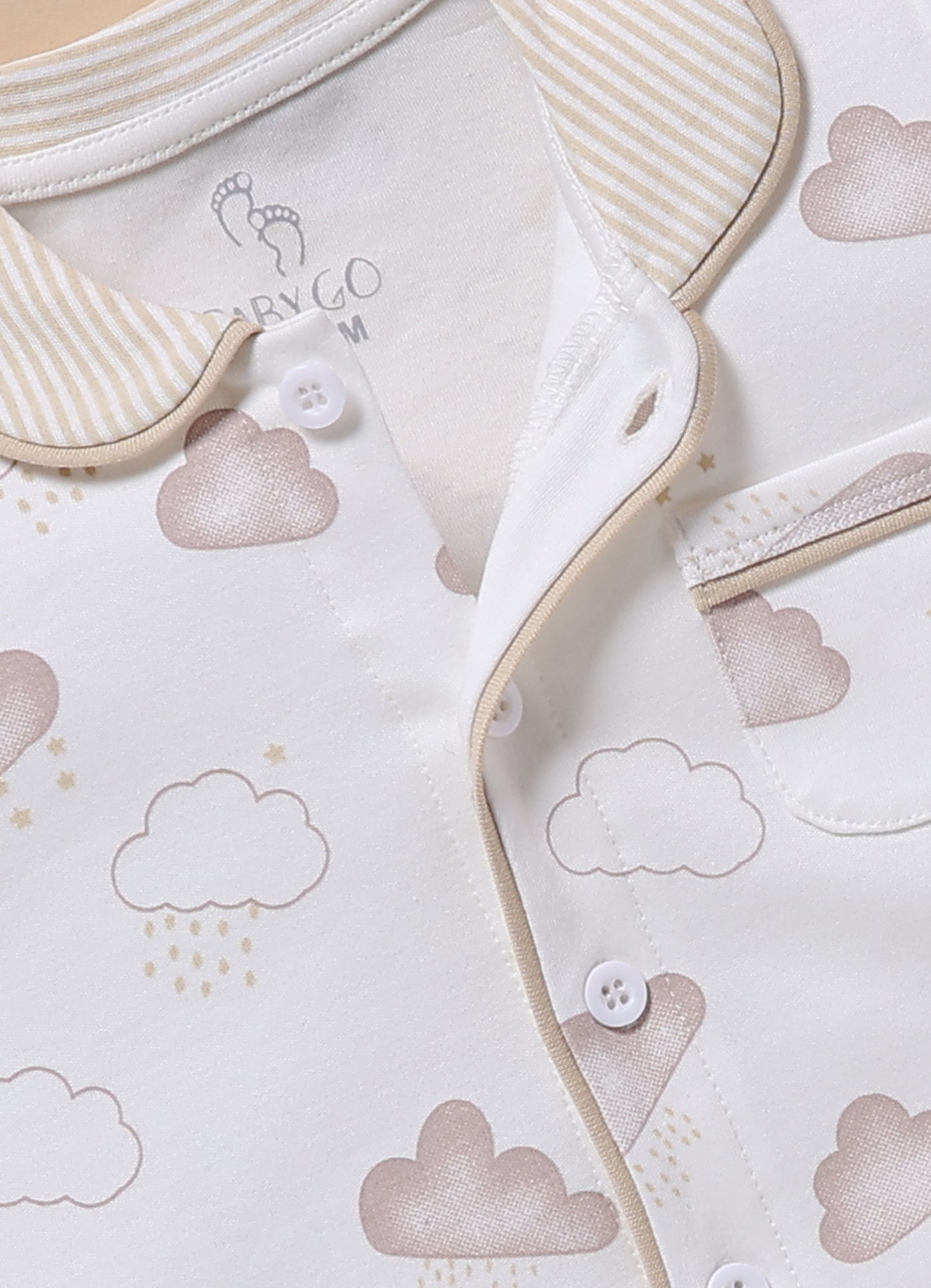 Full-Sleeve Nightsuits for Boys - White Starry Rainy Clouds