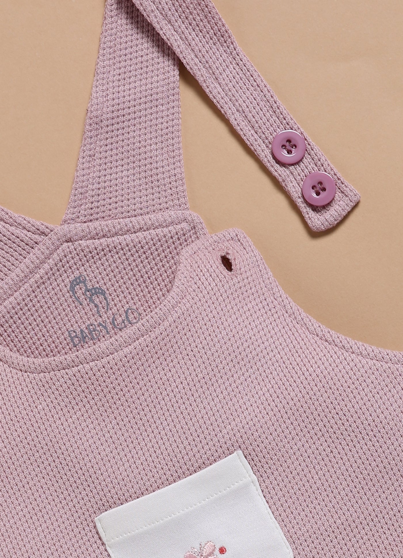 Half Sleeve Dungaree for Girls - Mauve Butterfly Pocket