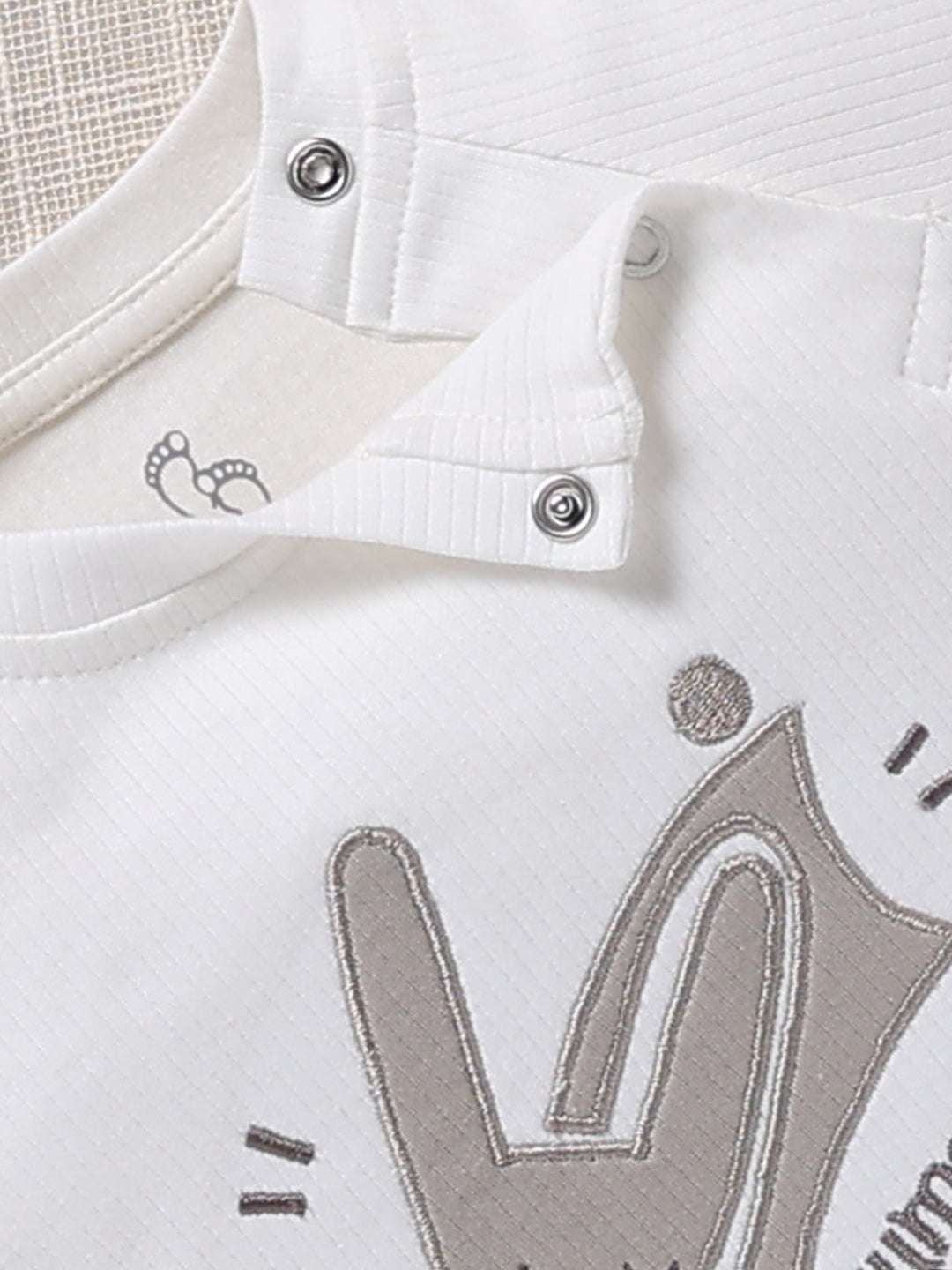 Top & Bottom for Boys - Light Grey Bunny Embroidered
