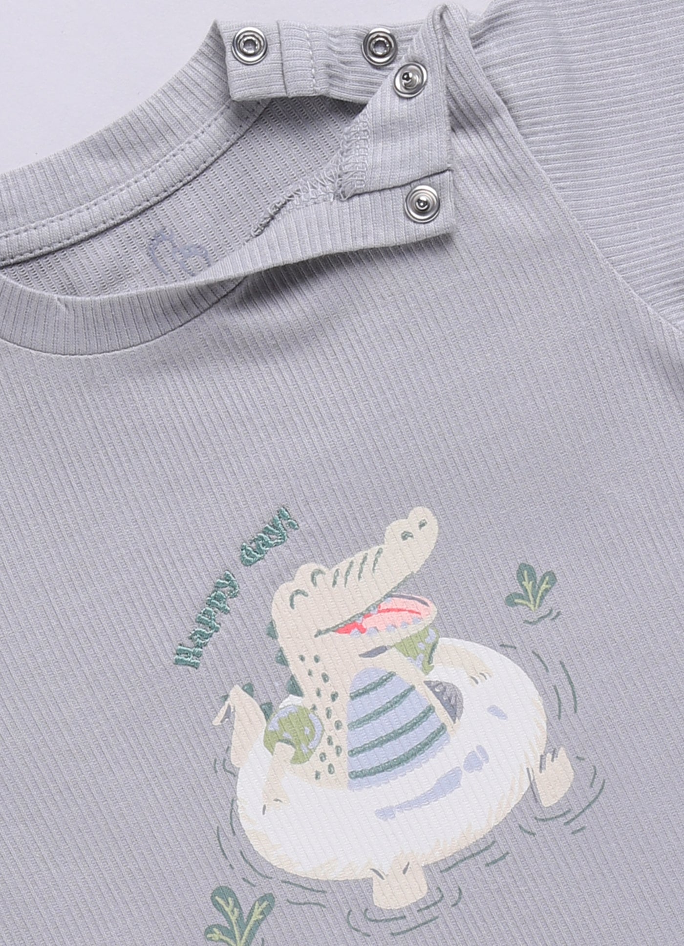 Baby Boy Happy Crocodile Printed Half T Shirt & Short Playdate Outfit-Beige