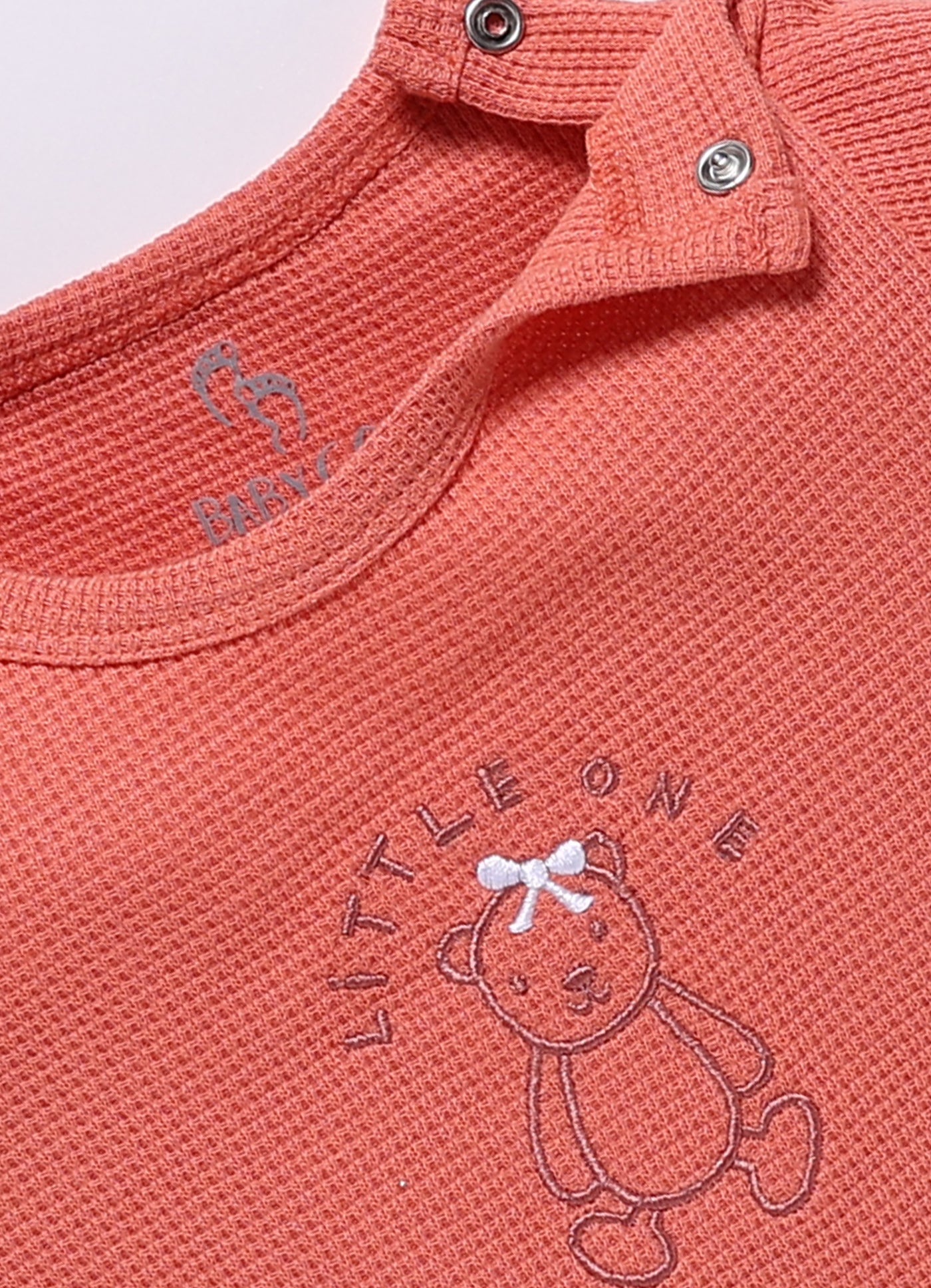 Full-Sleeve Top & Bottom For Girls - Peach Little One