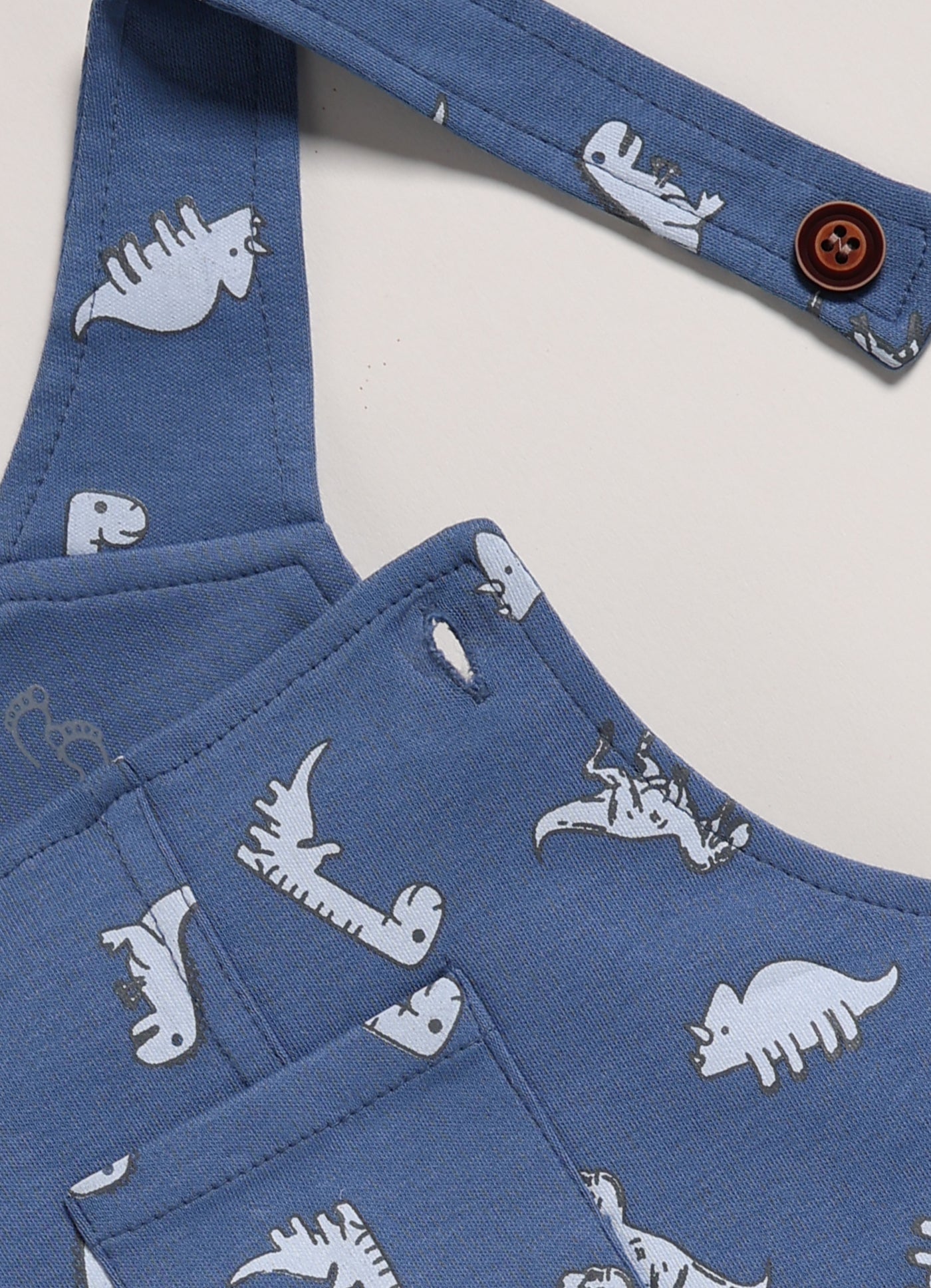 Half Sleeve Dungaree for Boys – Navy Blue Little Dinos