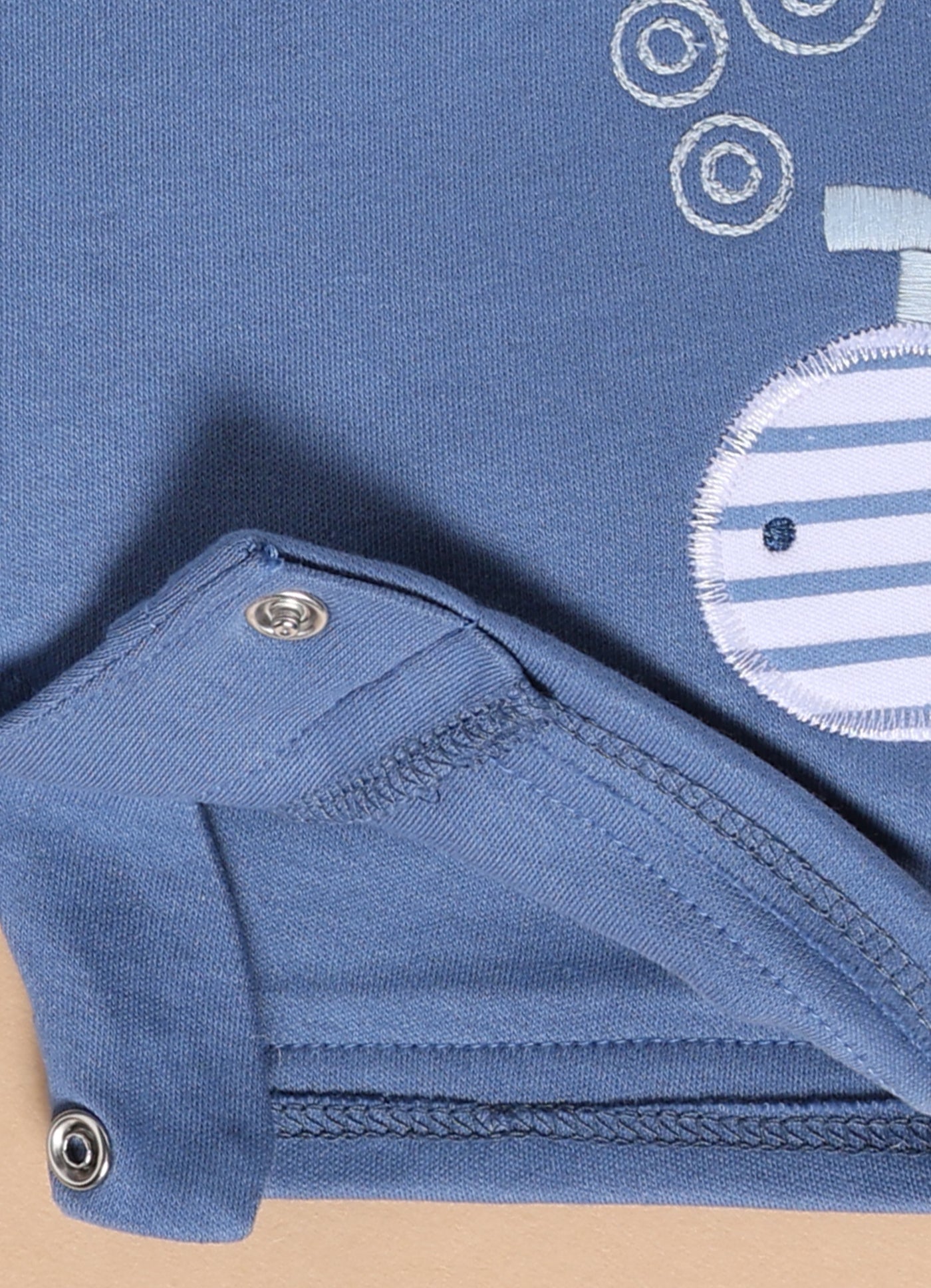 Half-Sleeve Romper for Boys – Blue Whale with Bubbles