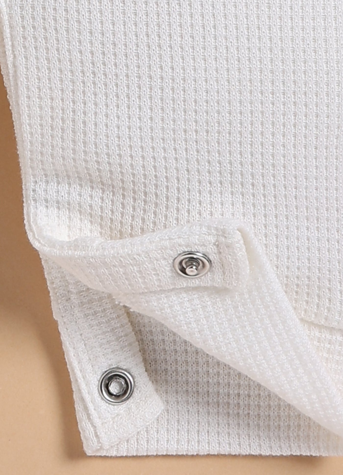 Full Sleeve Romper for Girls - White Waffle Knit