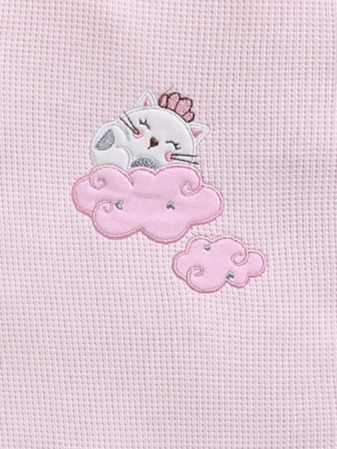 Full Sleeve Romper for Girls – Pink Waffle Knit